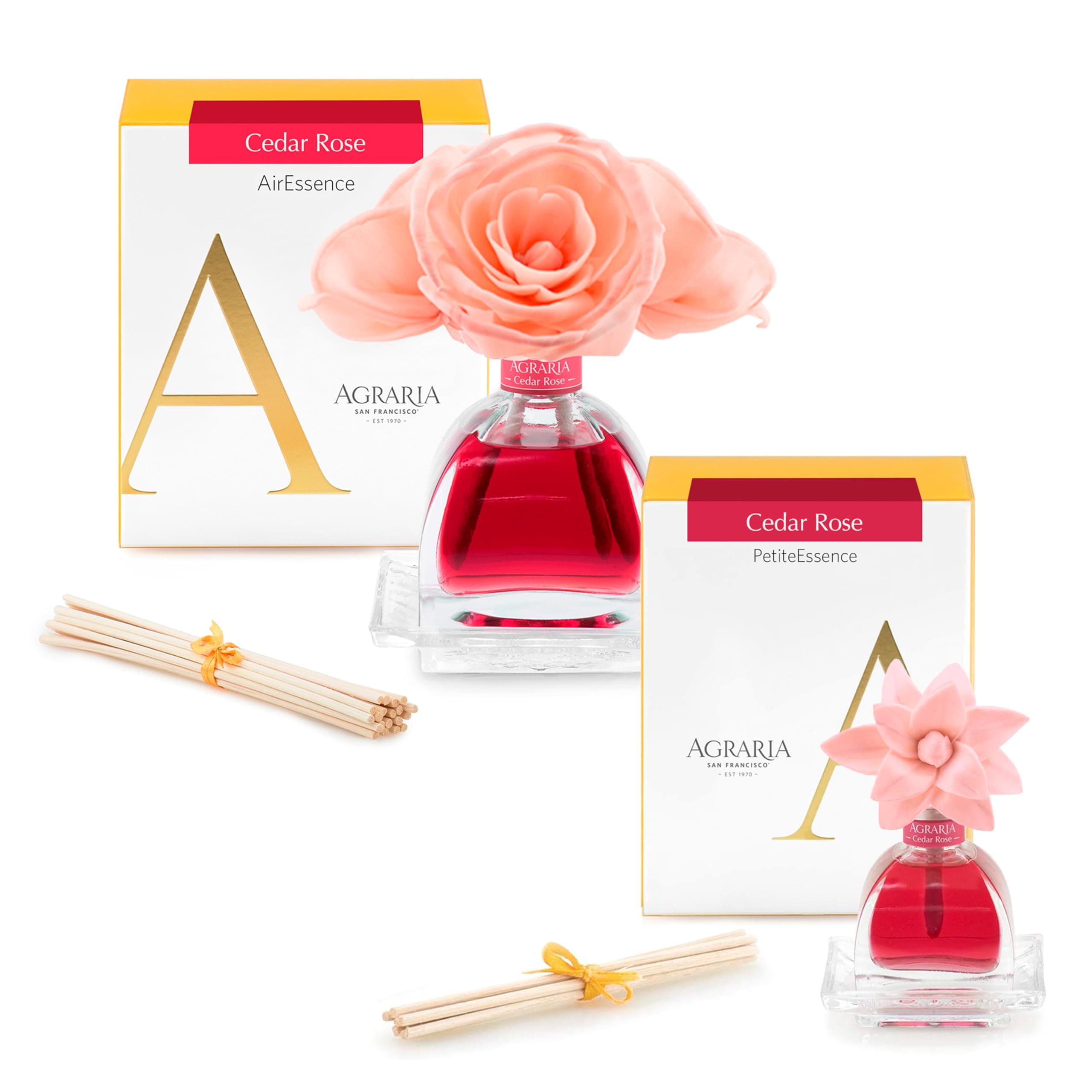 AirEssence & PetiteEssence Flower and Reed Diffuser Set, Luxury Home Fragrance Set, Scented Oil Reed Diffuser Gift for All Occasions