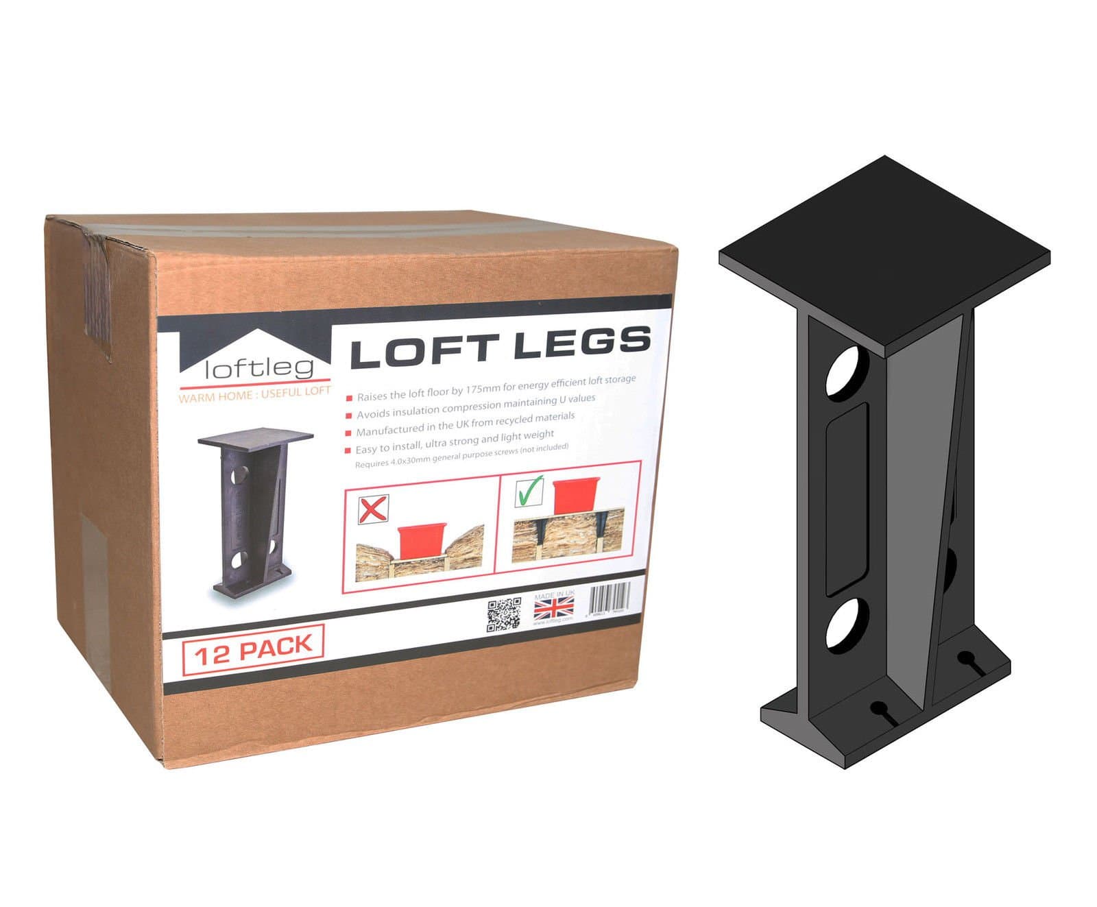 BPS Access Solutions 72X loft Legs Insulation Spacer, Raised Storage Boarding, loftlegs, Stilts,