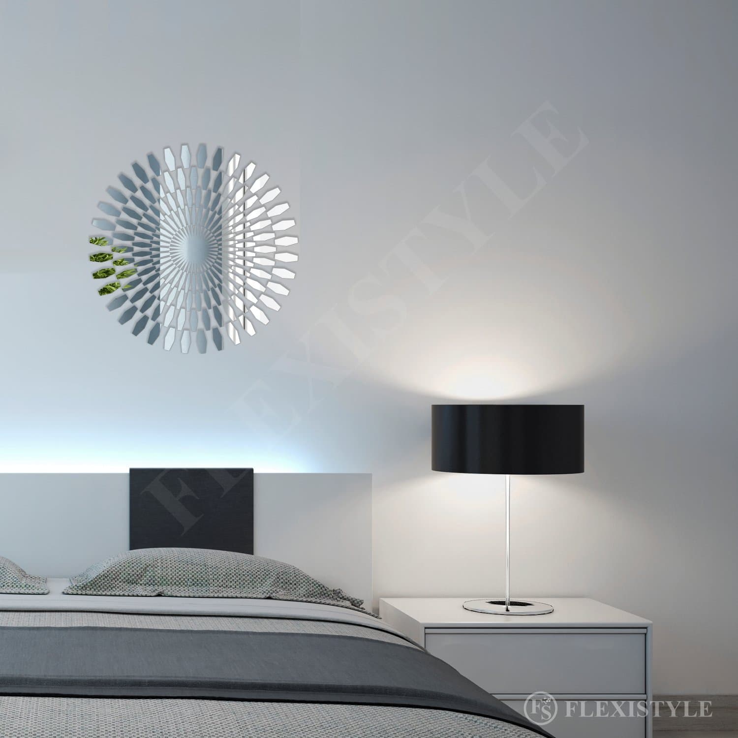FLEXISTYLE Large Unbreakable Acrylic Wall Mirror - Daisy Design - 60cm