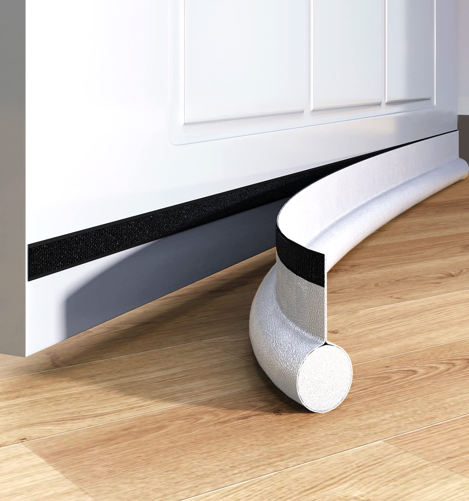 Door Draft Stopper,Door Draft Stoppers for Bottom of Door 37", Adjustable Under Door Draft Stopper,Under Door Draft Blocker Stop Noise,Air,Wind,Sound,Light,Under The Door Draft Guard Soundproof,White