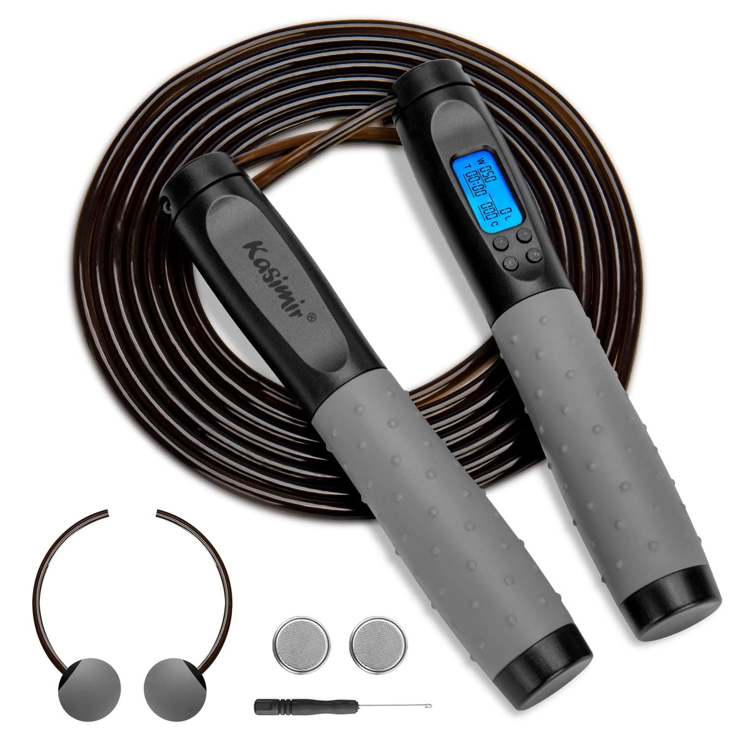 Jump Rope Kasimir LCD Digital Handle Workout Jumping Rope with Smart Calorie Counter for Fitness Training Fitness, Exercise Adjustable & Cordless Speed Skipping Rope for Men, Women, Kids, Adults