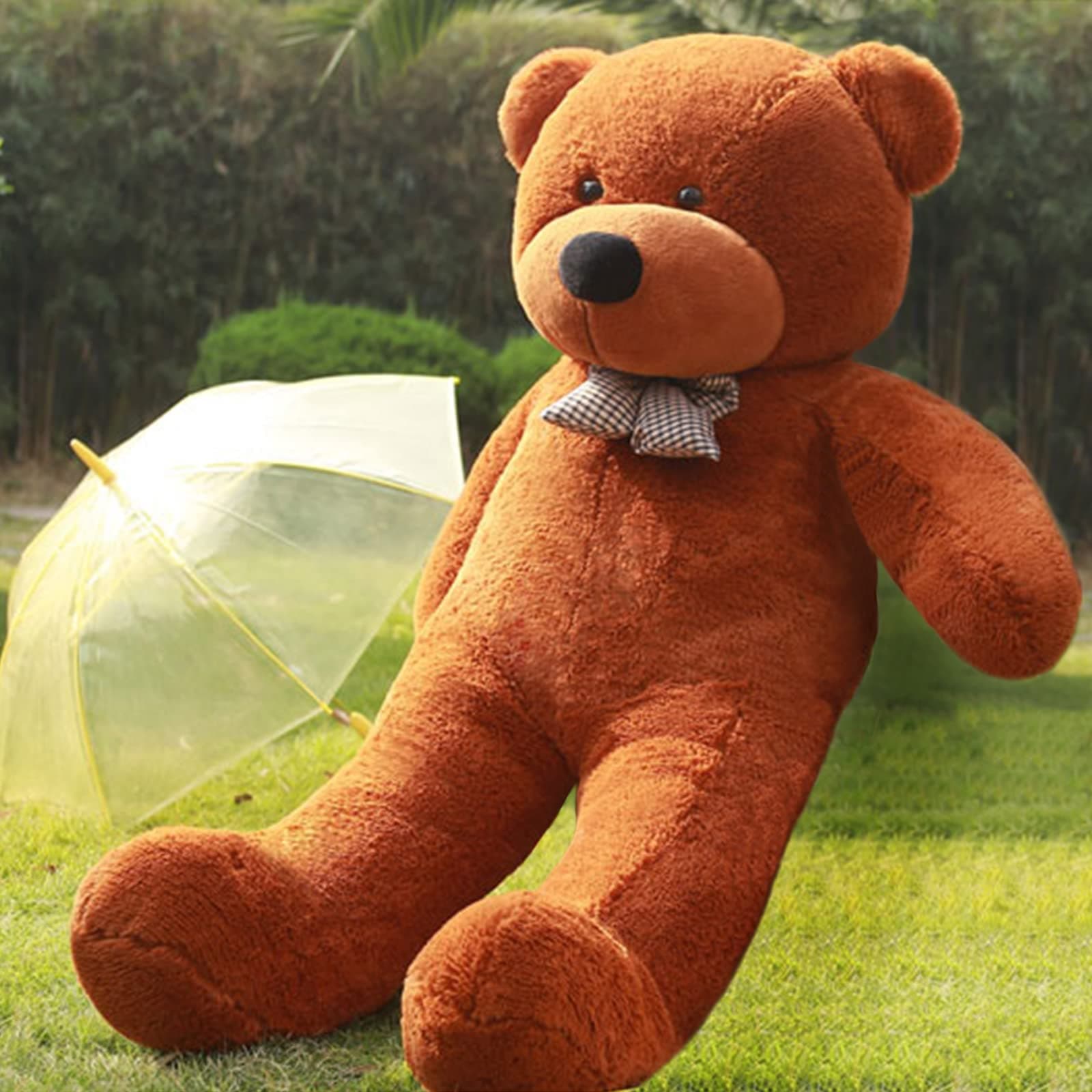 Jerify 78.8" Tall (6.56 Feet) Gian Bear Light Soft Bear with Ribbon Bow Cuddly Animal for Valentine Adults Birthday Mother's Day Christmas Holiday(Dark Brown)