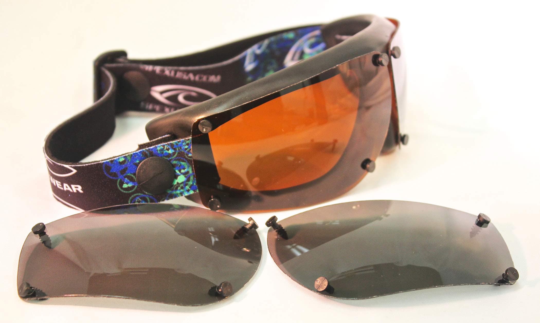 Spex Amphibian Eyewear Black Multipack with All WEATHER and GREY Polarized Lenses. Kitesurf, Jetski, Water Sport Goggles