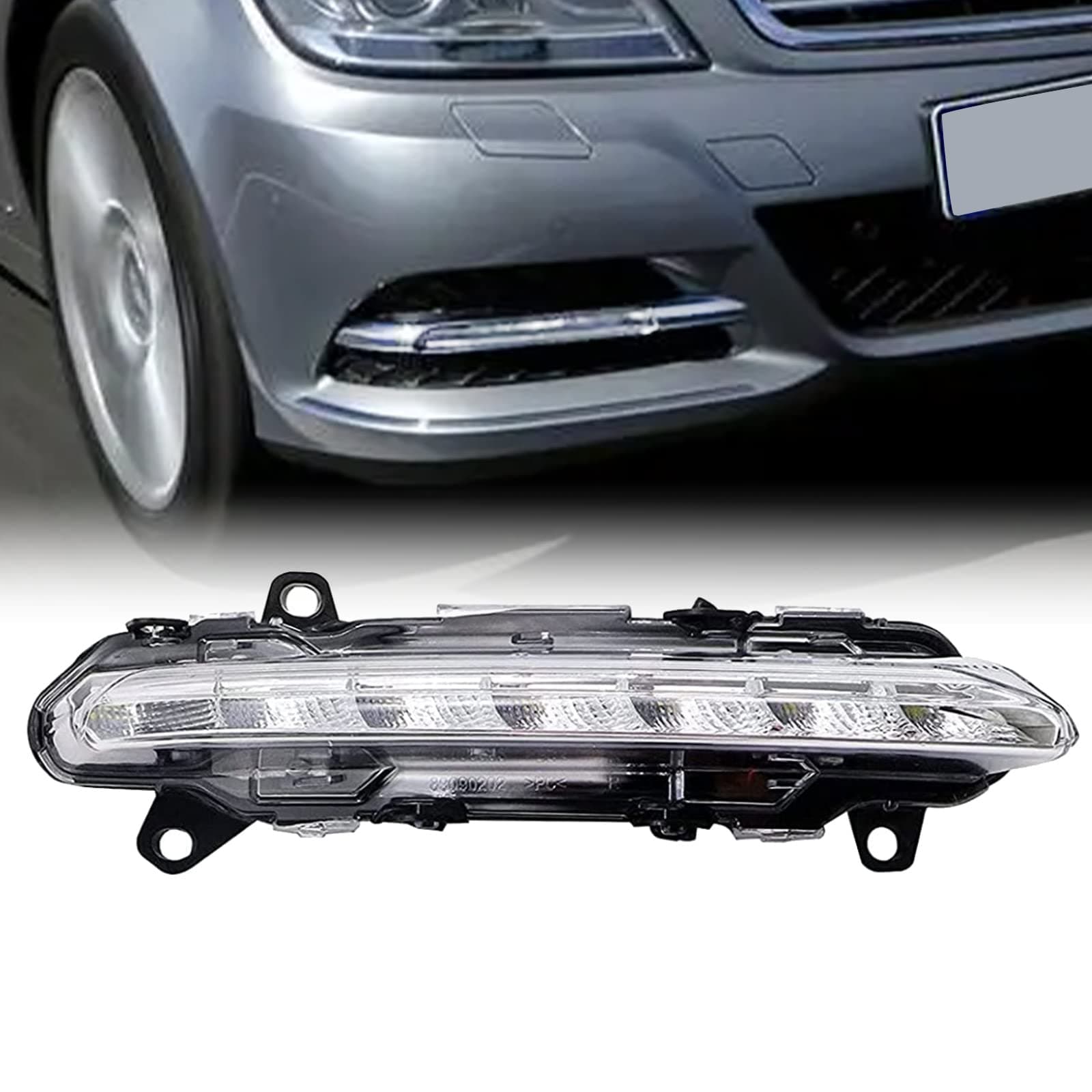 SecosAutoparts 2PCS LED DRL Daytime Running Fog Lights Left+Right fit for Mercedes S-Class W221 C250 C300 C350 Cl550 Amg Cls550 Glk350 Amg R350 S350 S400 Hybrid S500 S550 S600 A2218201756, A2218201856