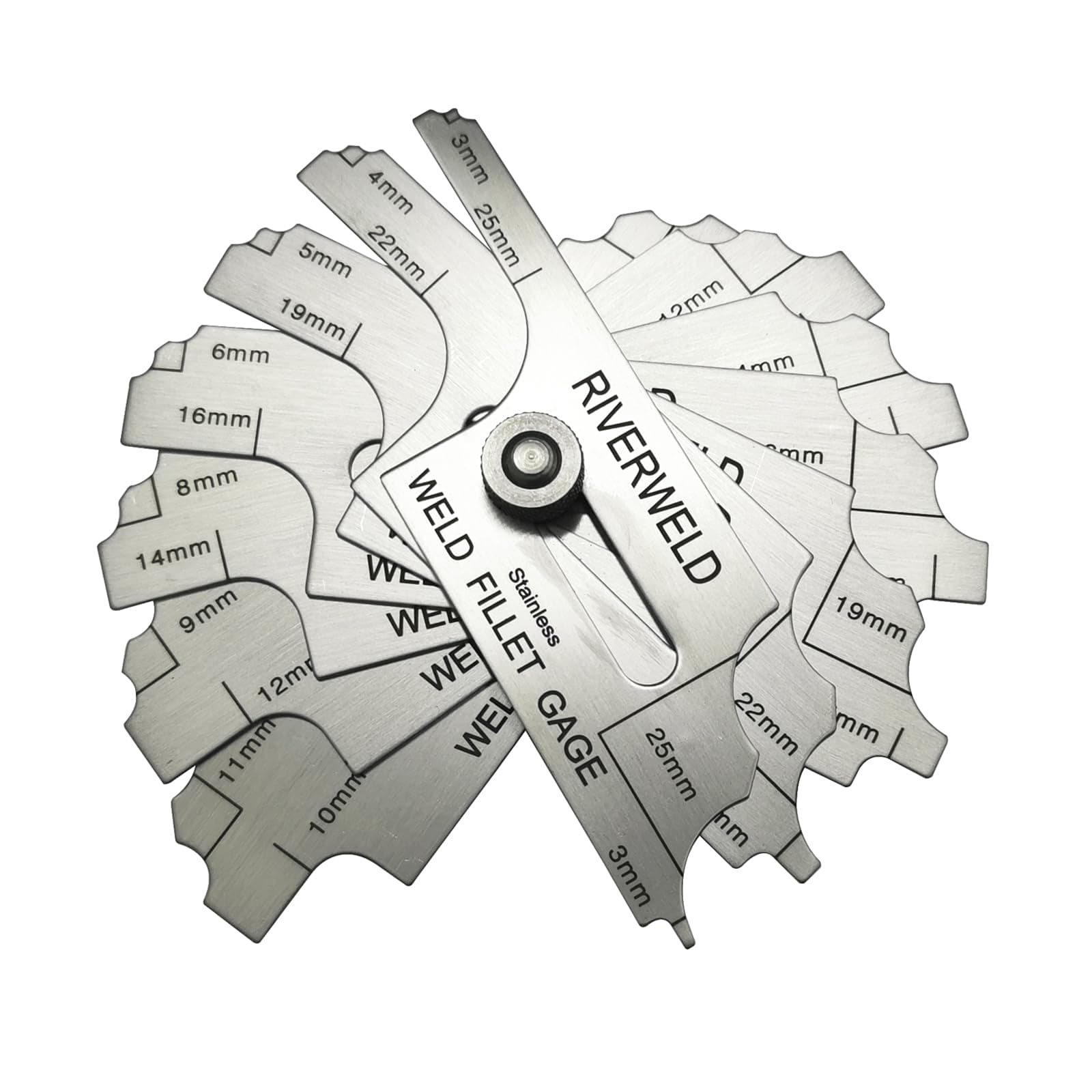 RIVERWELD 7 piece Fillet Weld Set Gage MG-11 Rl Gauge Depth Gauges Welding Inspection Test Ulnar Marks Metric Checking Fillet Leg and Throat Size