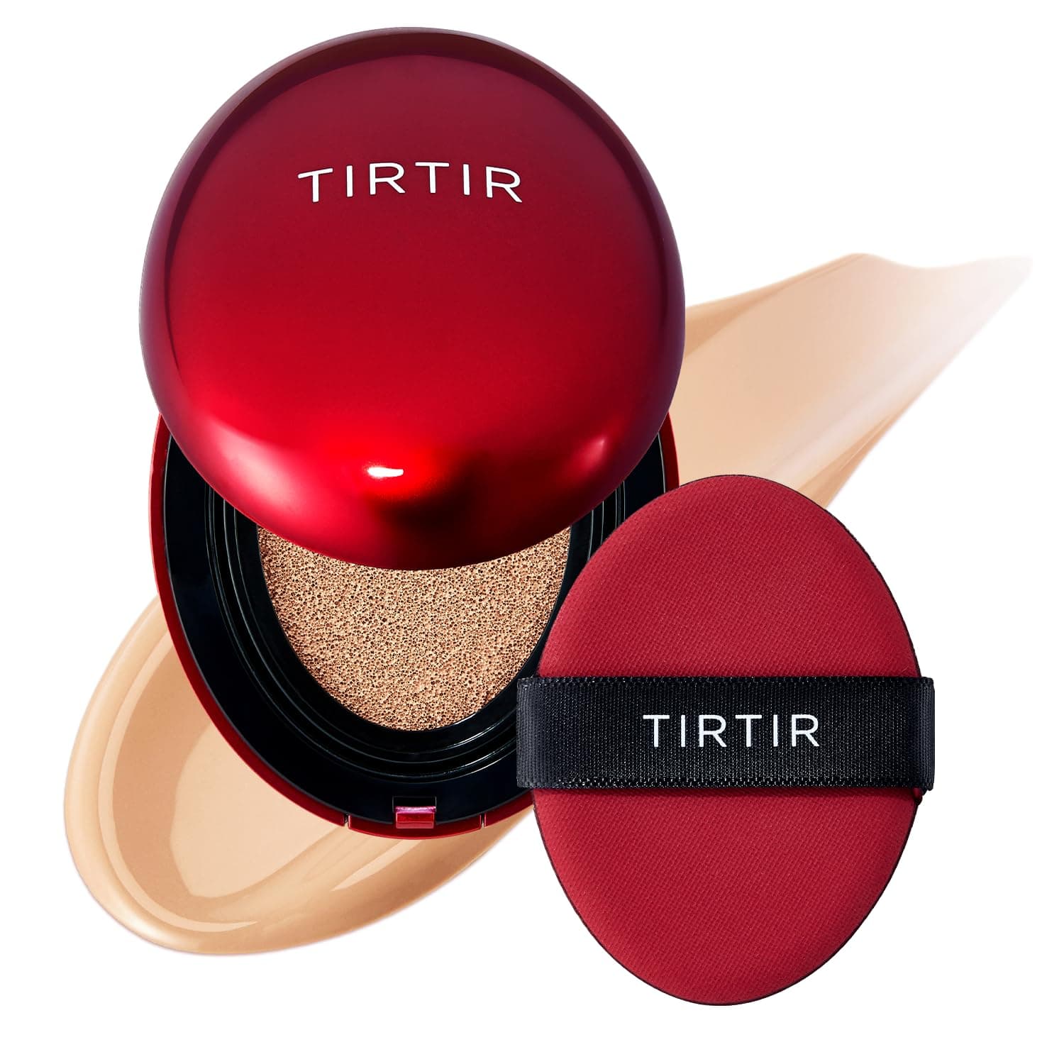 [*Mini Size*] TIRTIR Mask Fit Red Cushion Foundation | Japan's No.1 Choice for Glass skin, Long-Lasting, Lightweight, Buildable Coverage, Semi-Matte (22N Shell Beige, 4.5g (Pack of 1))