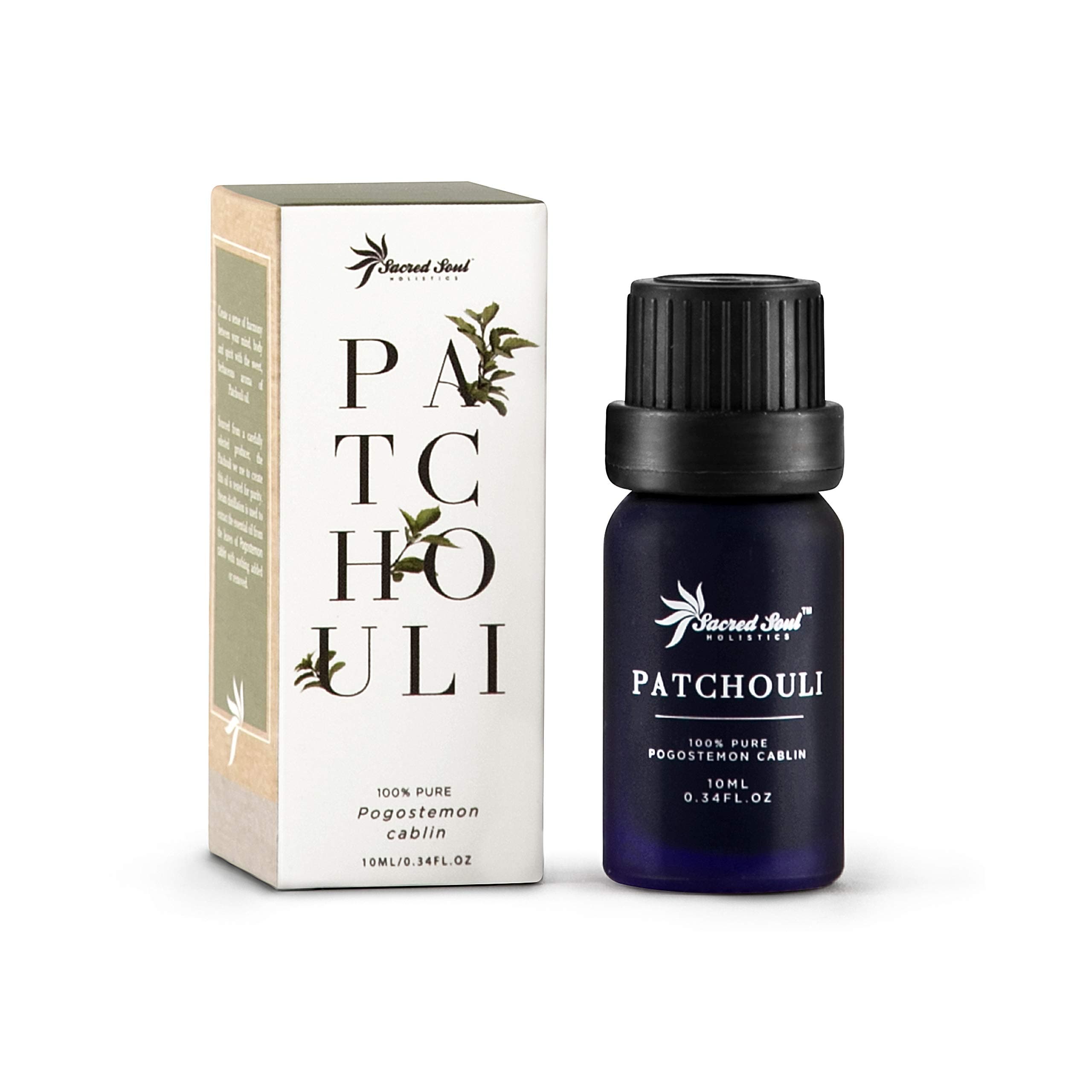 Sacred Soul 100% Pure Patchouli Essential Oil - 10ml - GCMS Tested - Relax with Feelings of Nostalgia - Perfect for Aromatherapy, Diffuser & Massage Blends