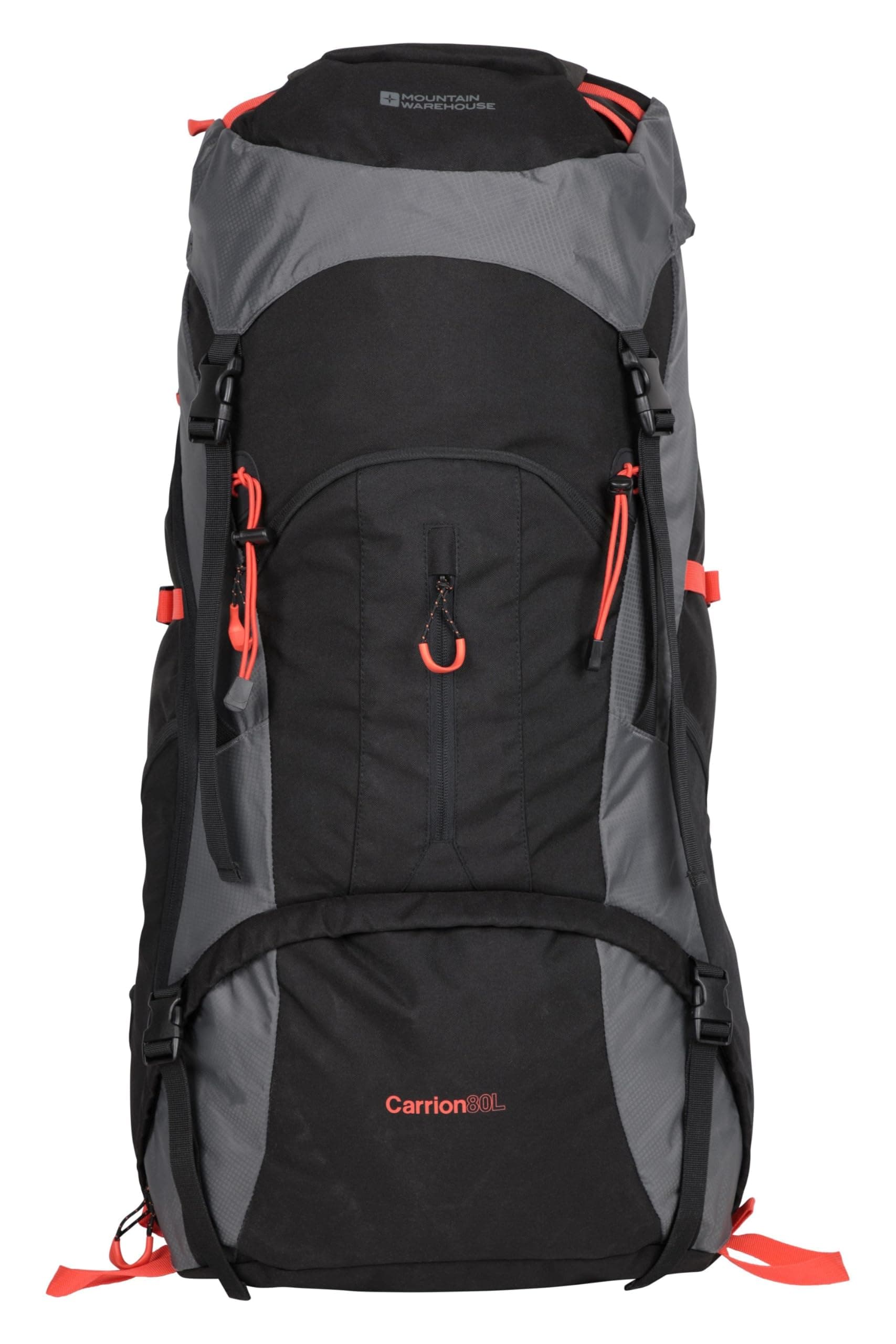 Mountain Warehouse Carrion 80L Rucksack - Soft Travel Backpack, Breathable Daypack Charcoal