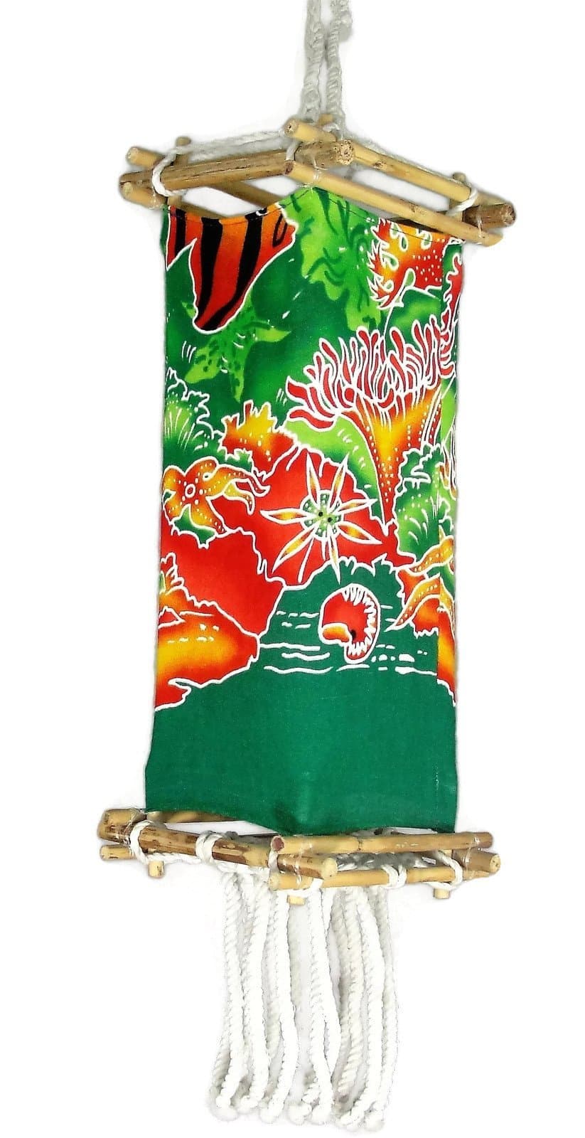 Handcrafted Deck or Patio Lantern Made of Cloth and Bamboo