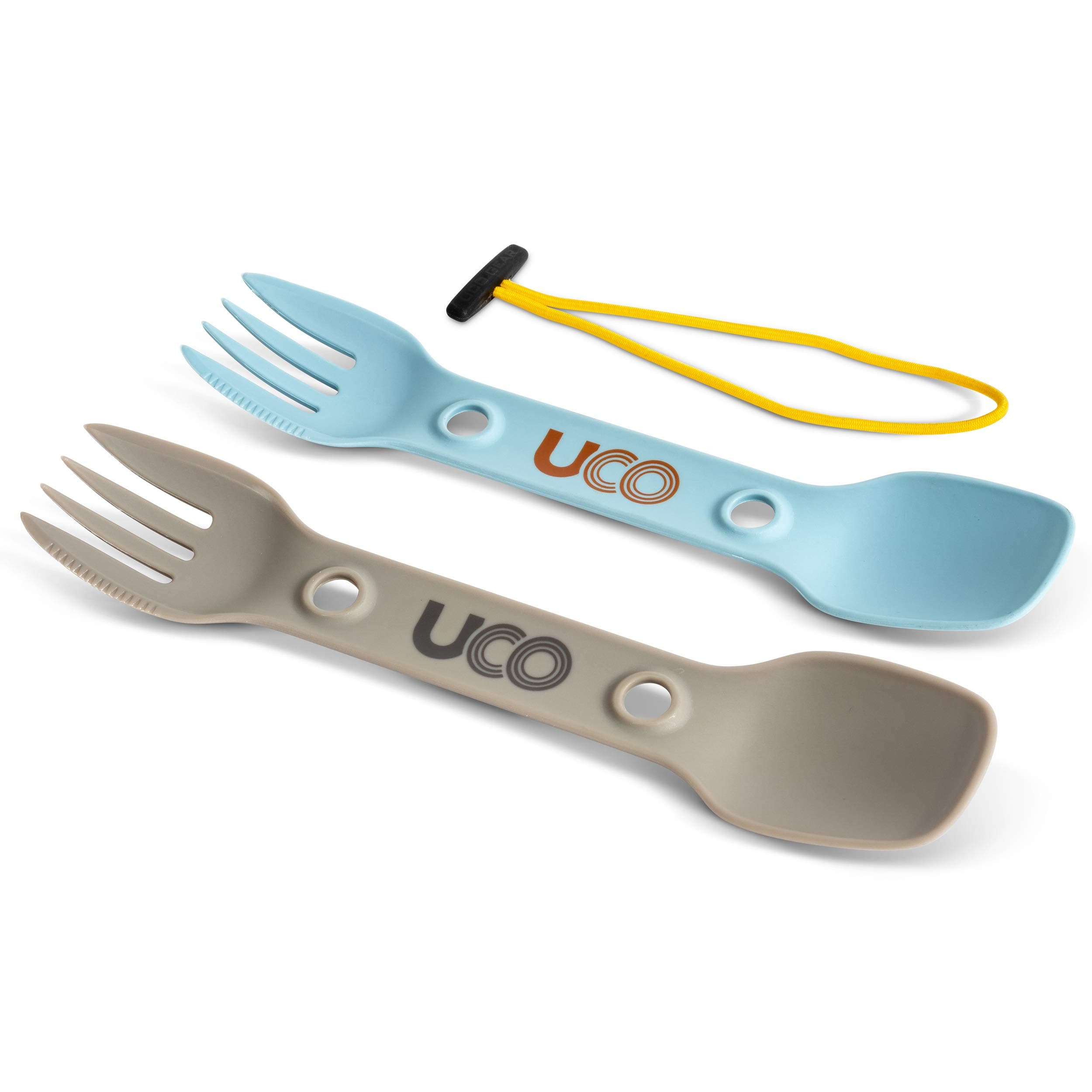 Utility Spork 3-in-1 Combo Spoon-Fork-Knife Utensil, 2-Pack, Gold/Sky Blue