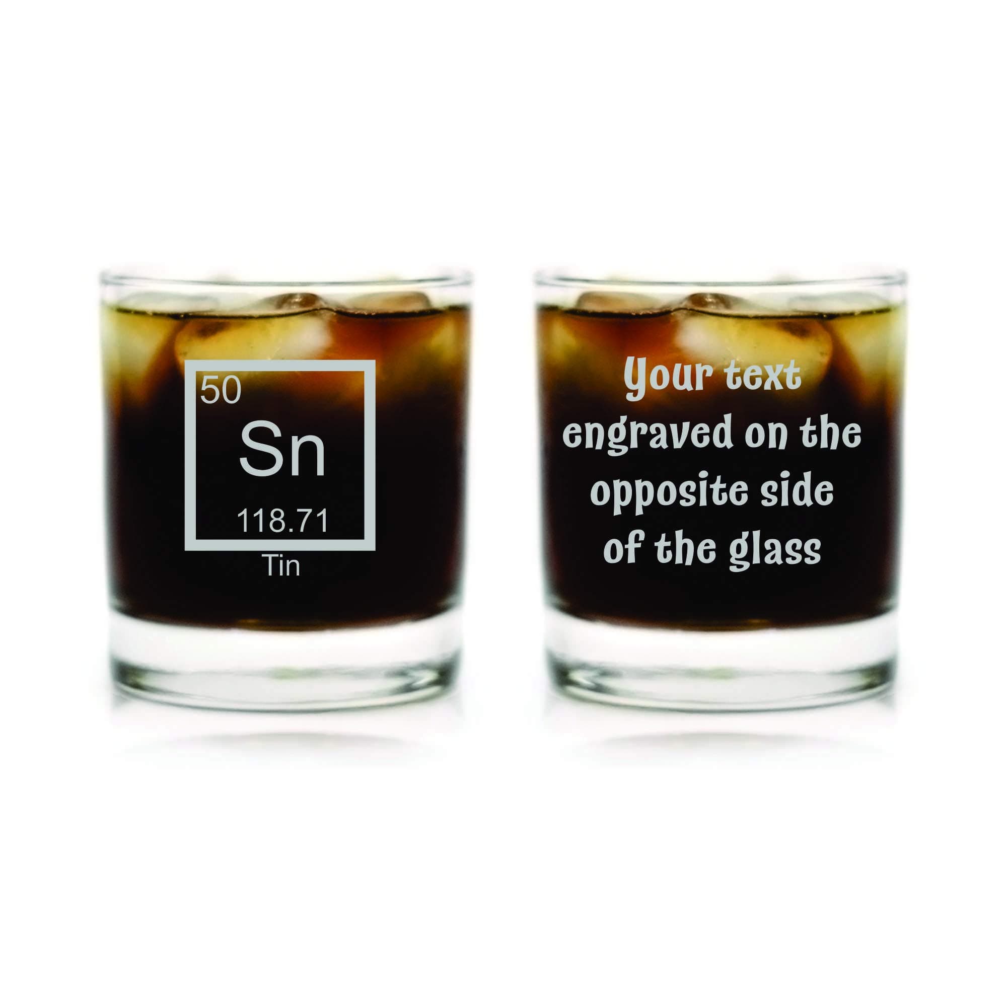 Double Sided Custom Engraved Tin 10th Anniversary Periodic Table of Element Rocks Glass