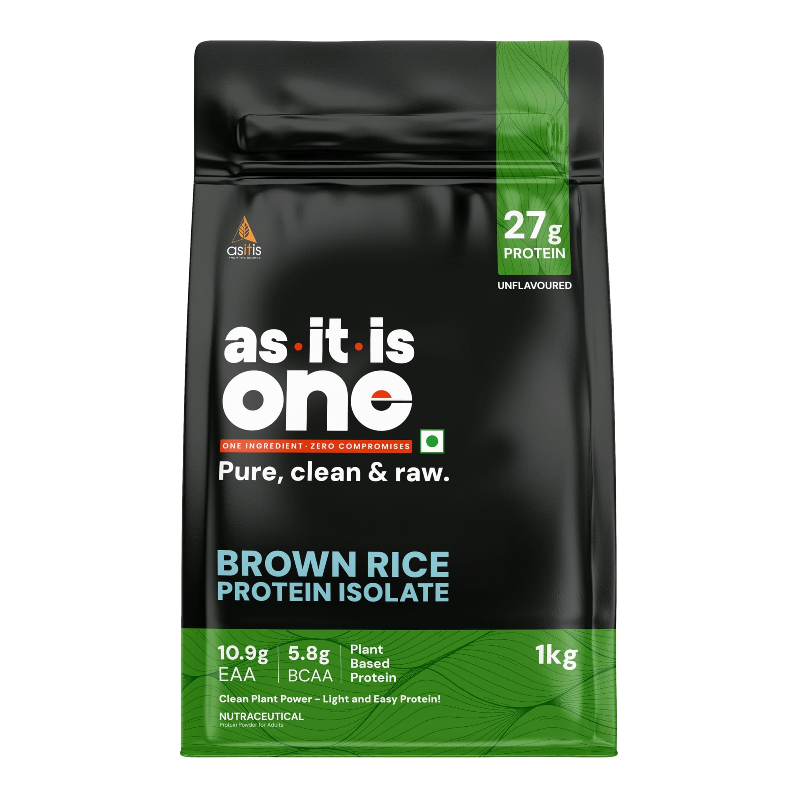 AS-IT-IS One Brown Rice Protein - Clean Single Ingredient, Unflavored, 1kg, Easy to Digest, Supports Muscle Recovery & Growth, Ideal for adults of all ages