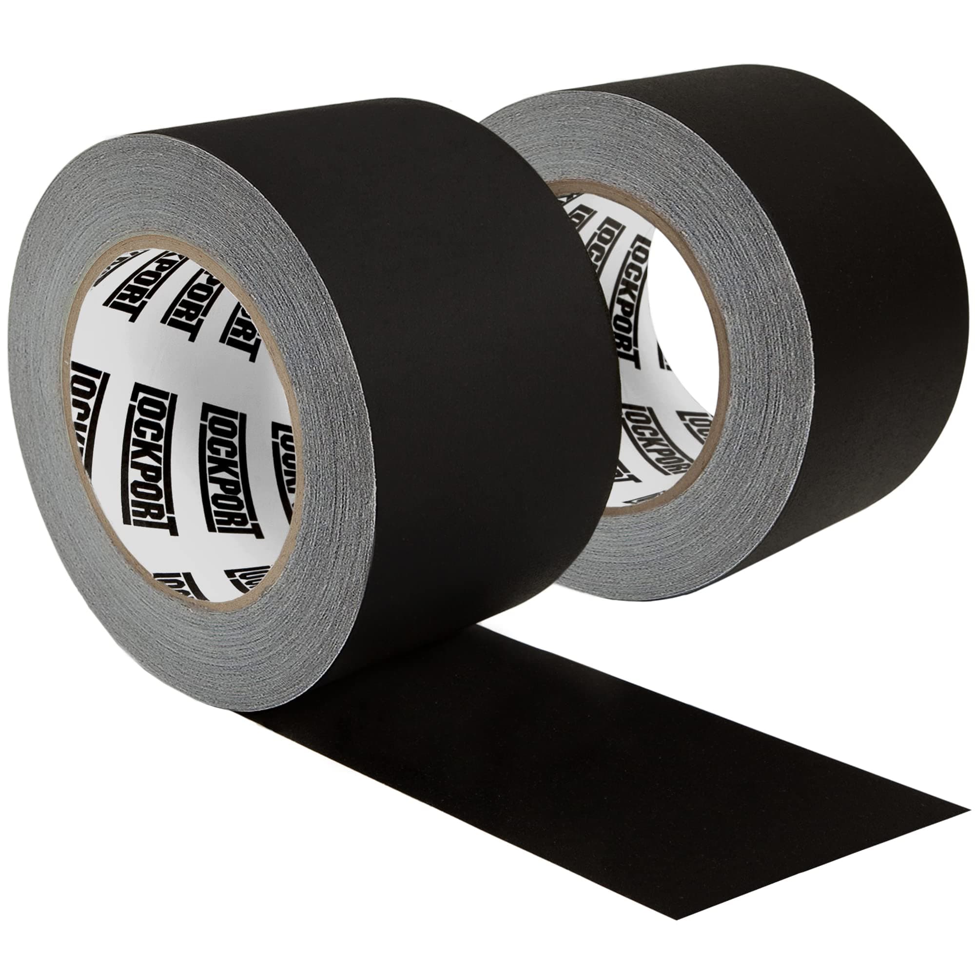 Lockport Black Gaffers Tape 3 inch x 30 Yards - 2 Pack Pro Black Gaff Tape - No Residue, Water Resistant, Non-Reflective, Easy Tear - Multipurpose
