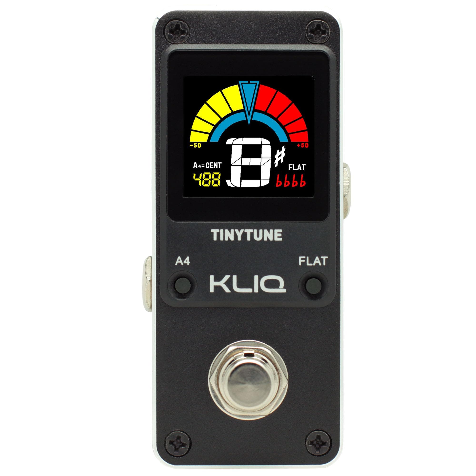KLIQ Music Gear TinyTune Tuner Pedal for Guitar and Bass - Mini - Chromatic - with Pitch Calibration and Flat Tuning (Power Supply Required)