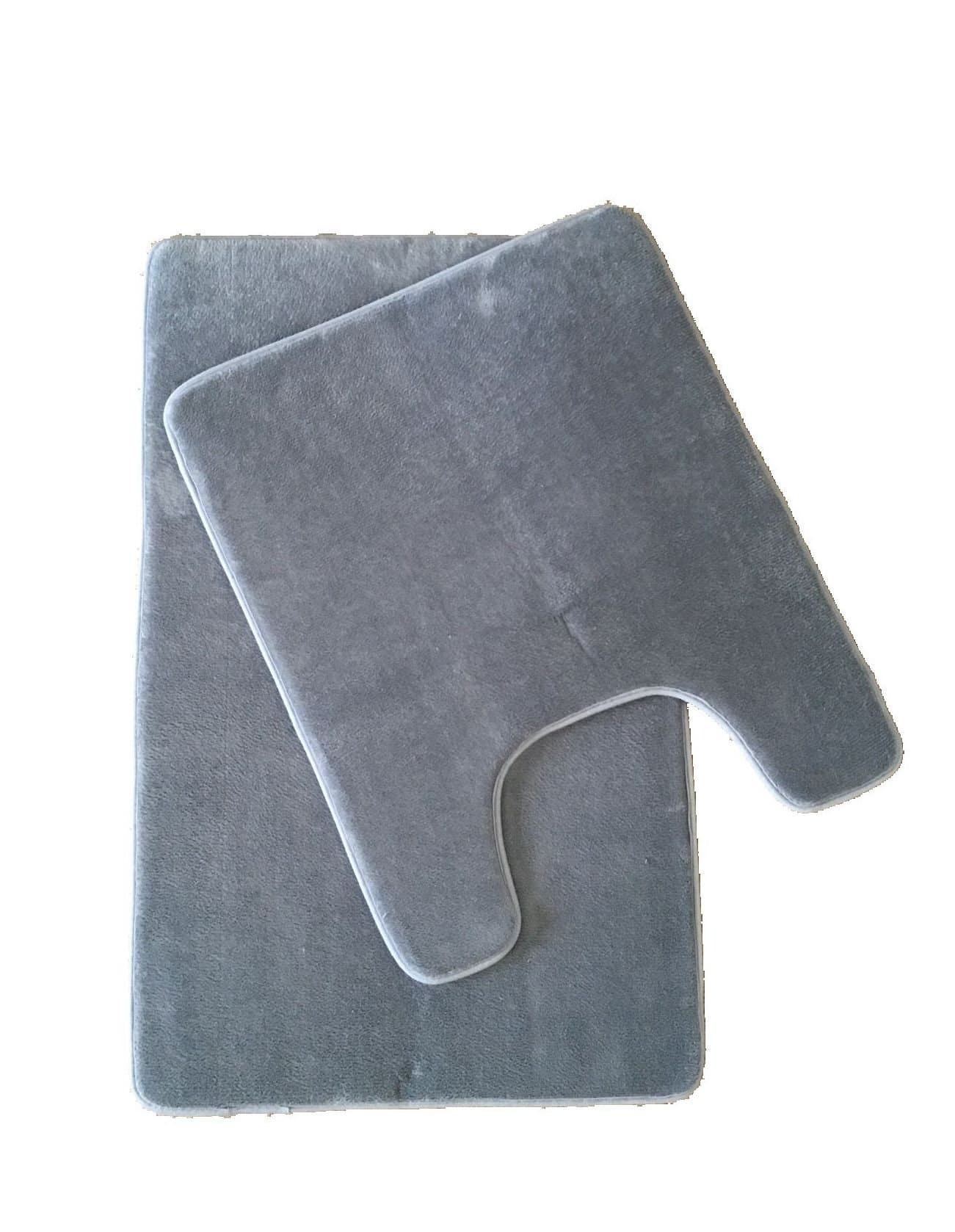 maiija Non-slip Embossed Memory Foam Contour Bathmat Set (20x24"+20x32")_Solid Dark Grey
