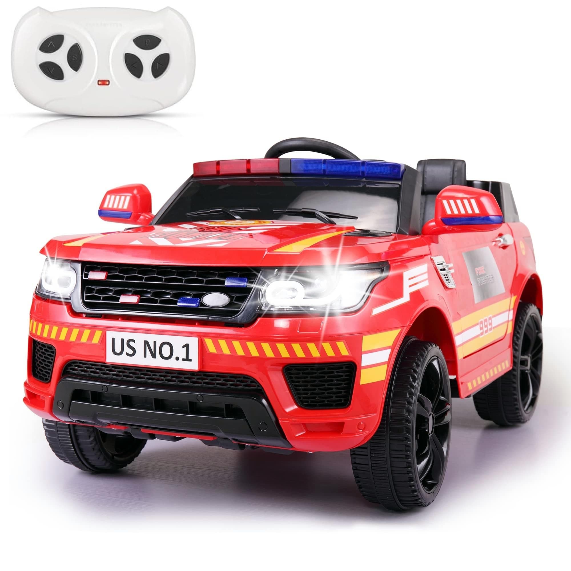 TOBBI Fire Truck Ride on Car 12V Electric Firetruck Battery Powered Vhicles for Kids to Drive with Remote Control, Siren-Call, Walkie-Talkies, Bluetooth for Toddlers Ages 3-6, Red