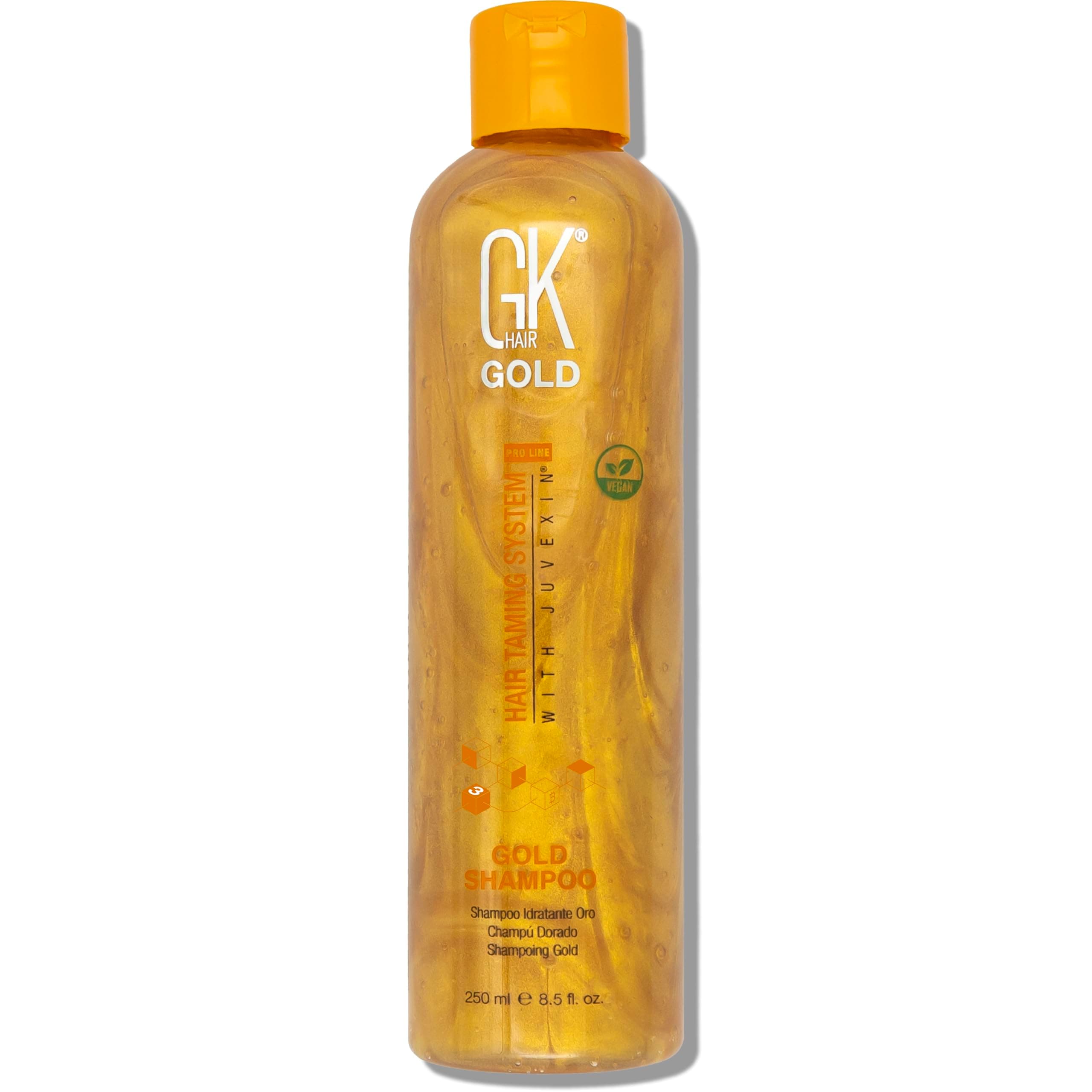 GK HAIR Global Keratin Gold Shampoo (8.5 Fl Oz/250ml) Hair Moisturizing Shine and Protection With Argan Oil, Shea Butter, Natural Oils All Hair Types