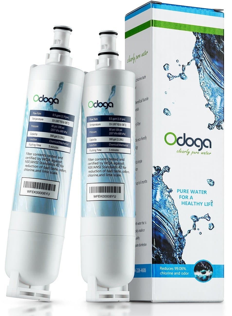 Odoga SBS002 Refrigerator Water Filter for Whirlpool SBS002 S20BRS 4396508 481281729632 SBS004 EDR5RXD1 Kenmore 46-9908 46-9908 46-9010 KitchenAid 4396547 4396163 4396509 2203221 (2 Pack)