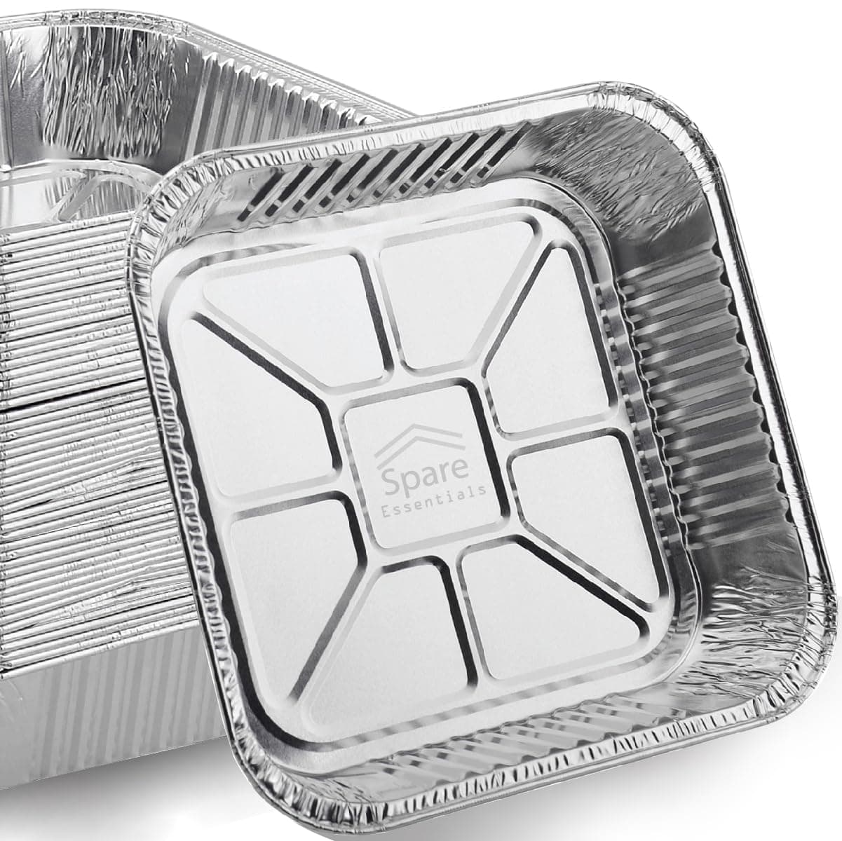 8x8 Foil Pans (55 Pack) - 8 Inch Square Aluminum Pans - Disposable Baking Pans for Heating, Prepping Food & Baking Cakes - Aluminum Baking Pans Disposable - 8 x 8 Baking Pan - Bottom: 6.5x6.5