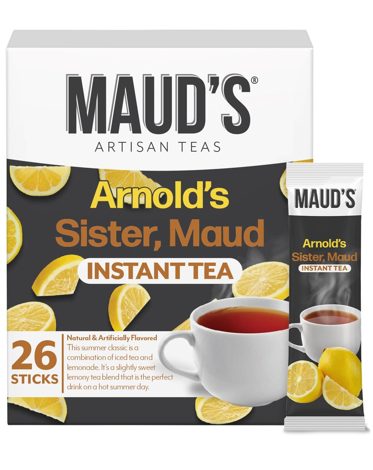 Instant Tea Arnold's Sister, Maud, 26 ct, Lemonade Flavored Tea Packets, Instant Hot or Iced Tea - Just add water