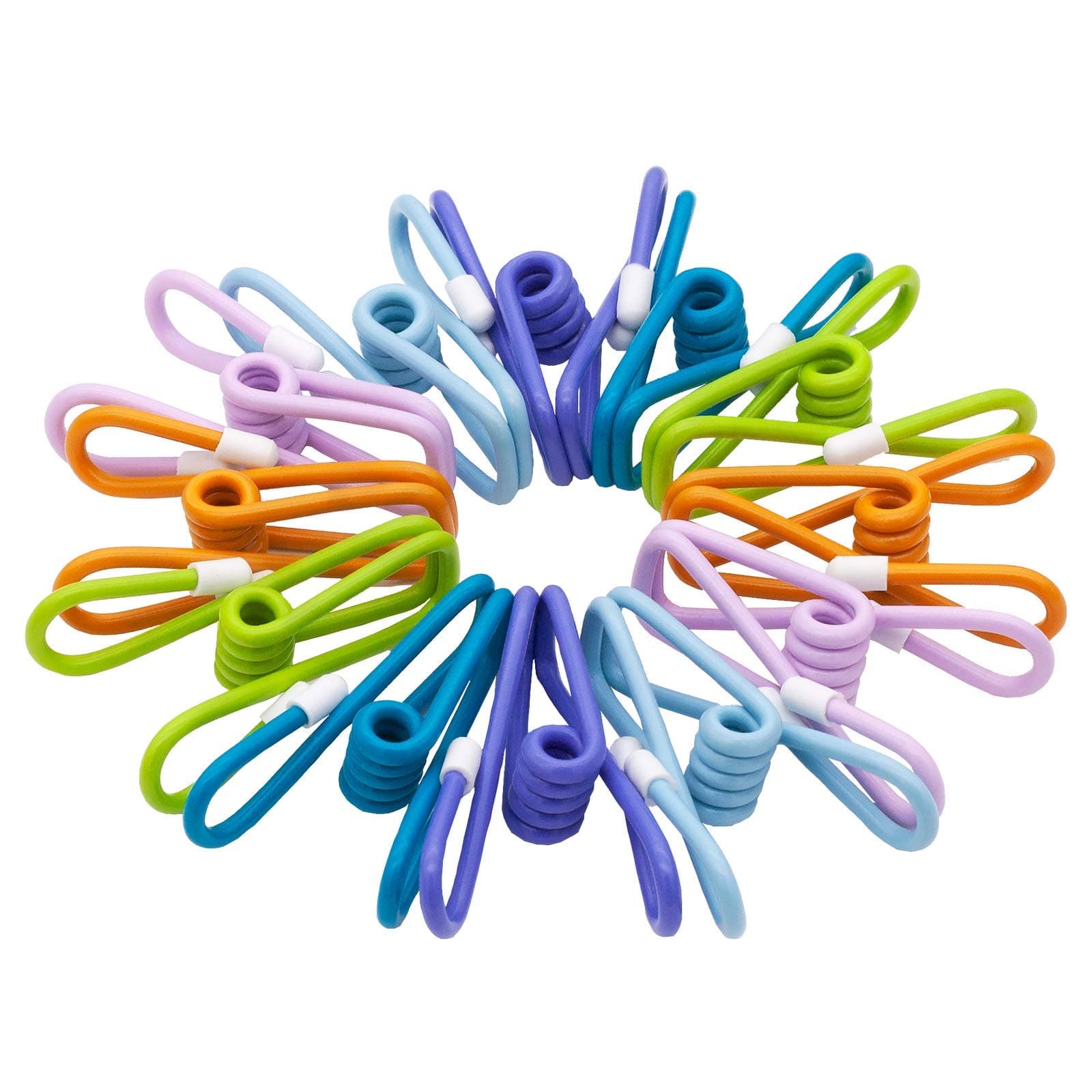 Plastic Clothes Pins for Hanging Clothes- 30 Pack Bulk Chip Bag Clips for Food Packages with Heavy Duty Metal Durable Clothes Pegs Multi-Purpose for Outdoor Clothesline Home Kitchen