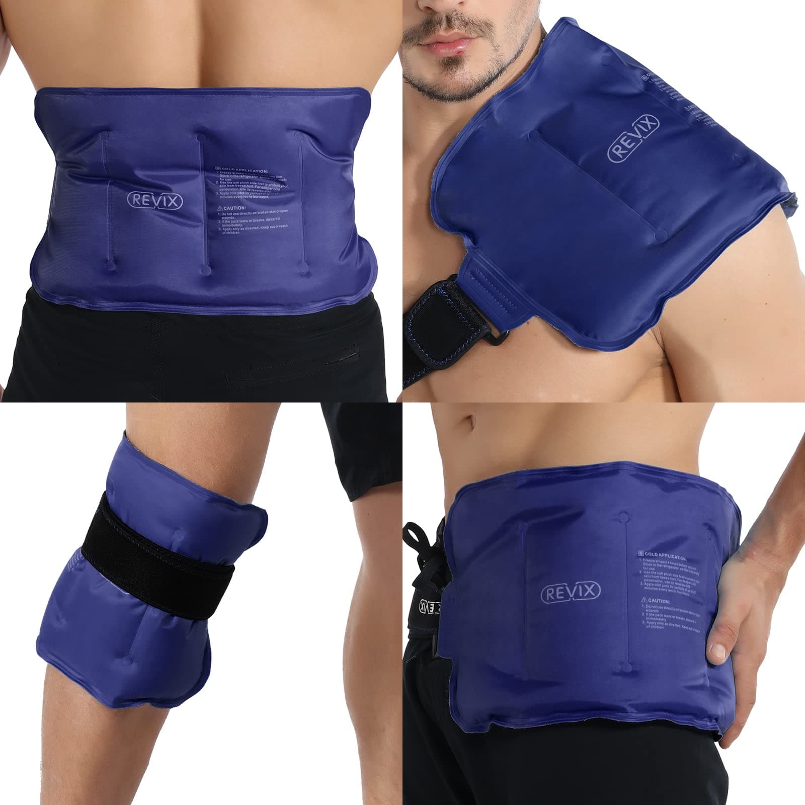 REVIX Reusable Ice Pack for Injuries and Pain Relief (16"X9")- Freeze Gel & Soft Plush Lining Ice Wrap for Shoulder, Back, Hip, Arm & Knee, Cold Compress Therapy for Swelling