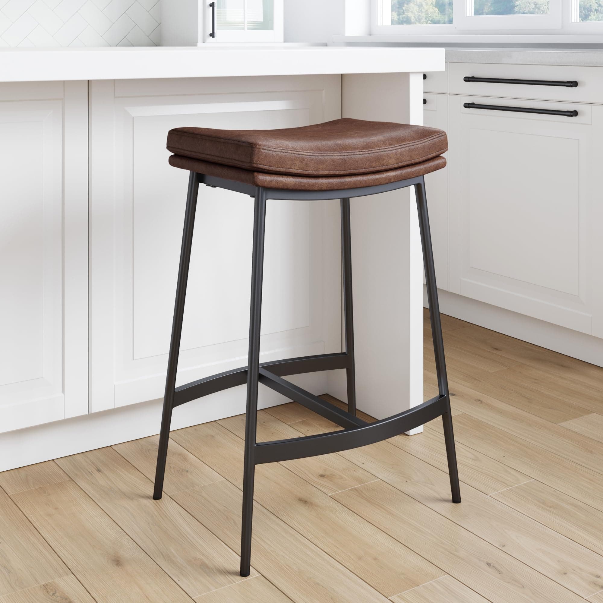 Nathan James Arlo Modern Backless Upholstered Kitchen Counter Bar Stool...
