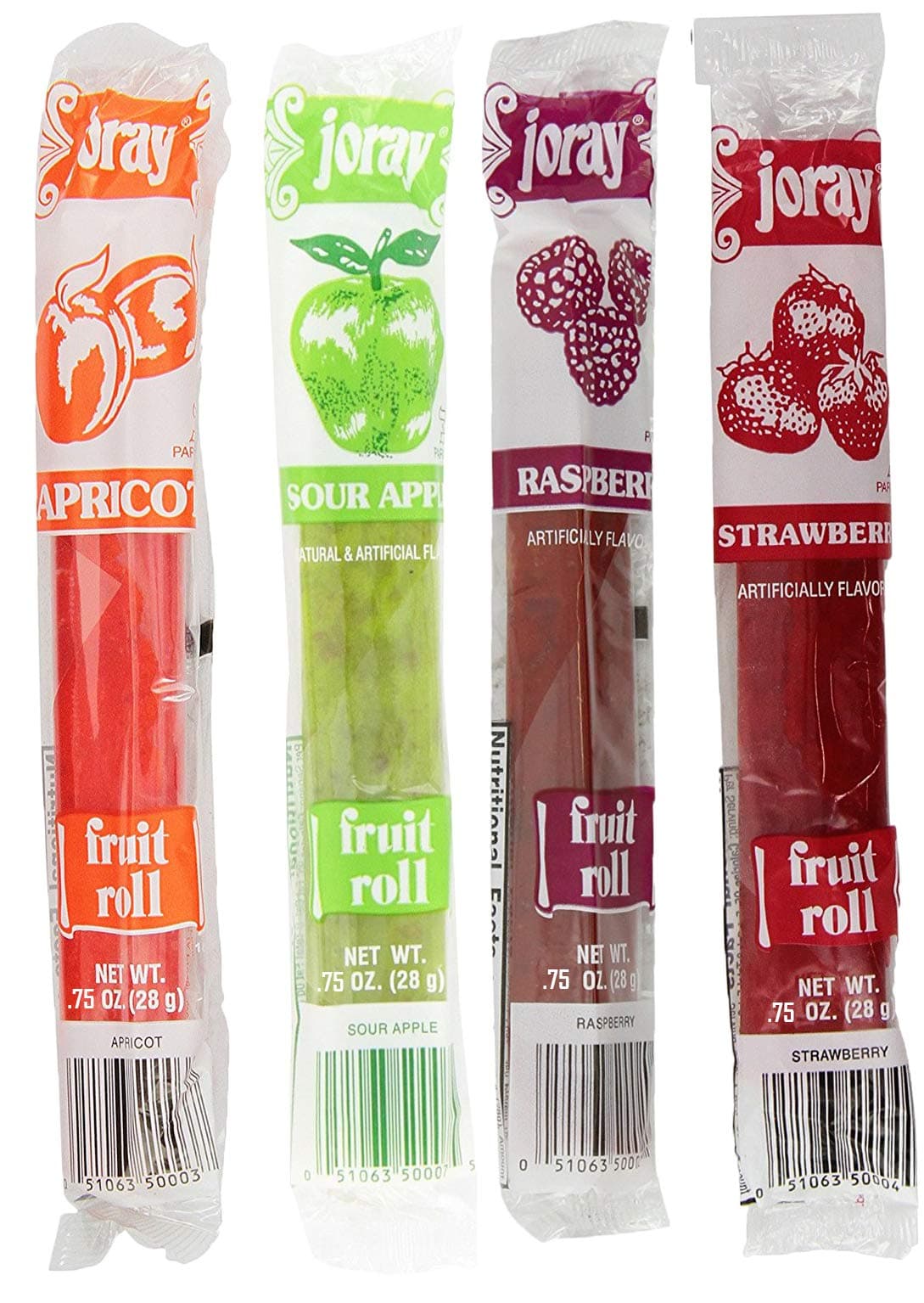 Fruit Roll Variety Pack! Apricot, Strawberry, Raspberry, Sour Apple.75 Oz Fruit Leather (Total of 24 Fruit Leathers)