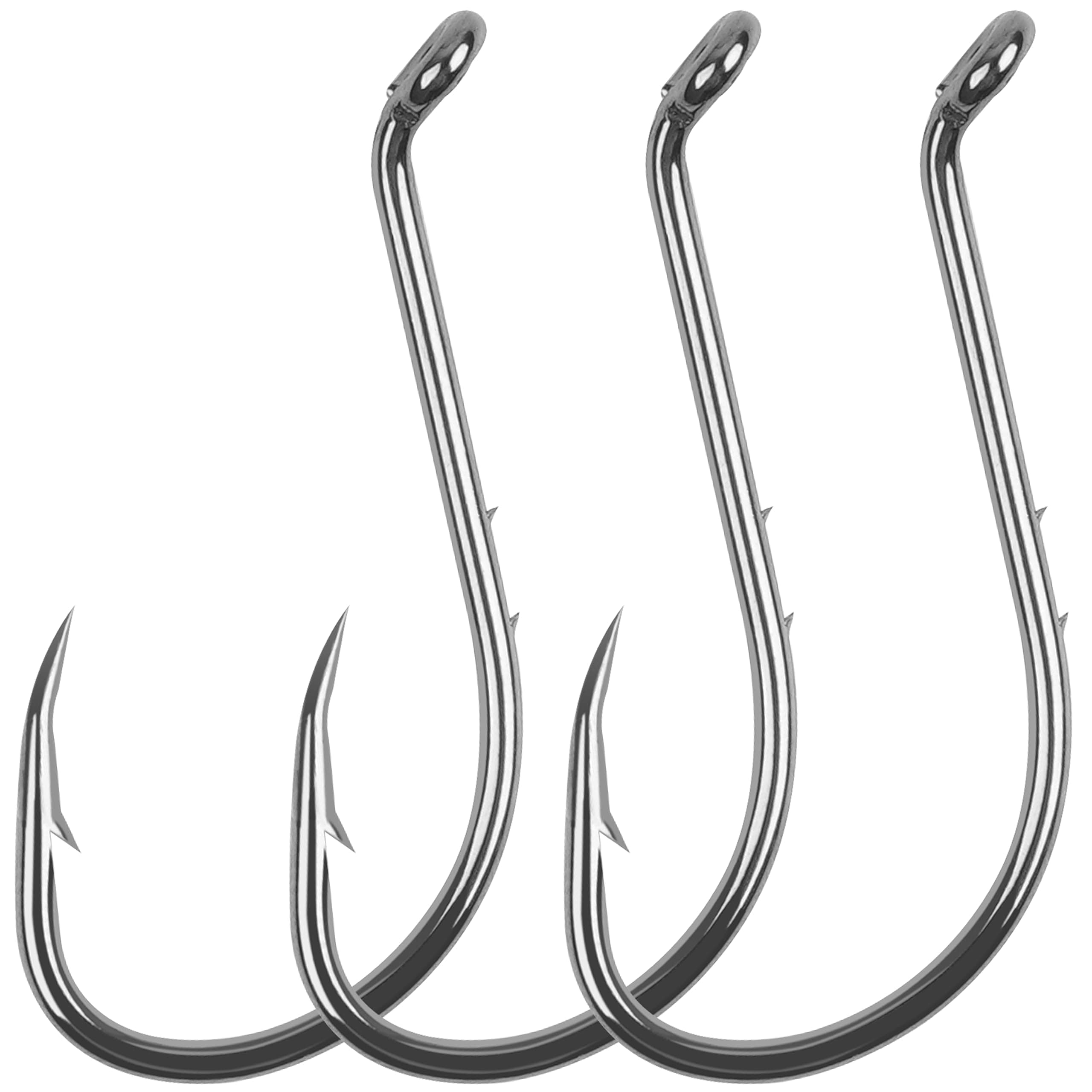 Octopus Fishing Hooks Circle Hook, 100pcs Barbed Baitholder Hooks Offset Octopus Hooks High Carbon Steel Jig Fish Hooks for Freshwater Saltwater Size 8-6/0