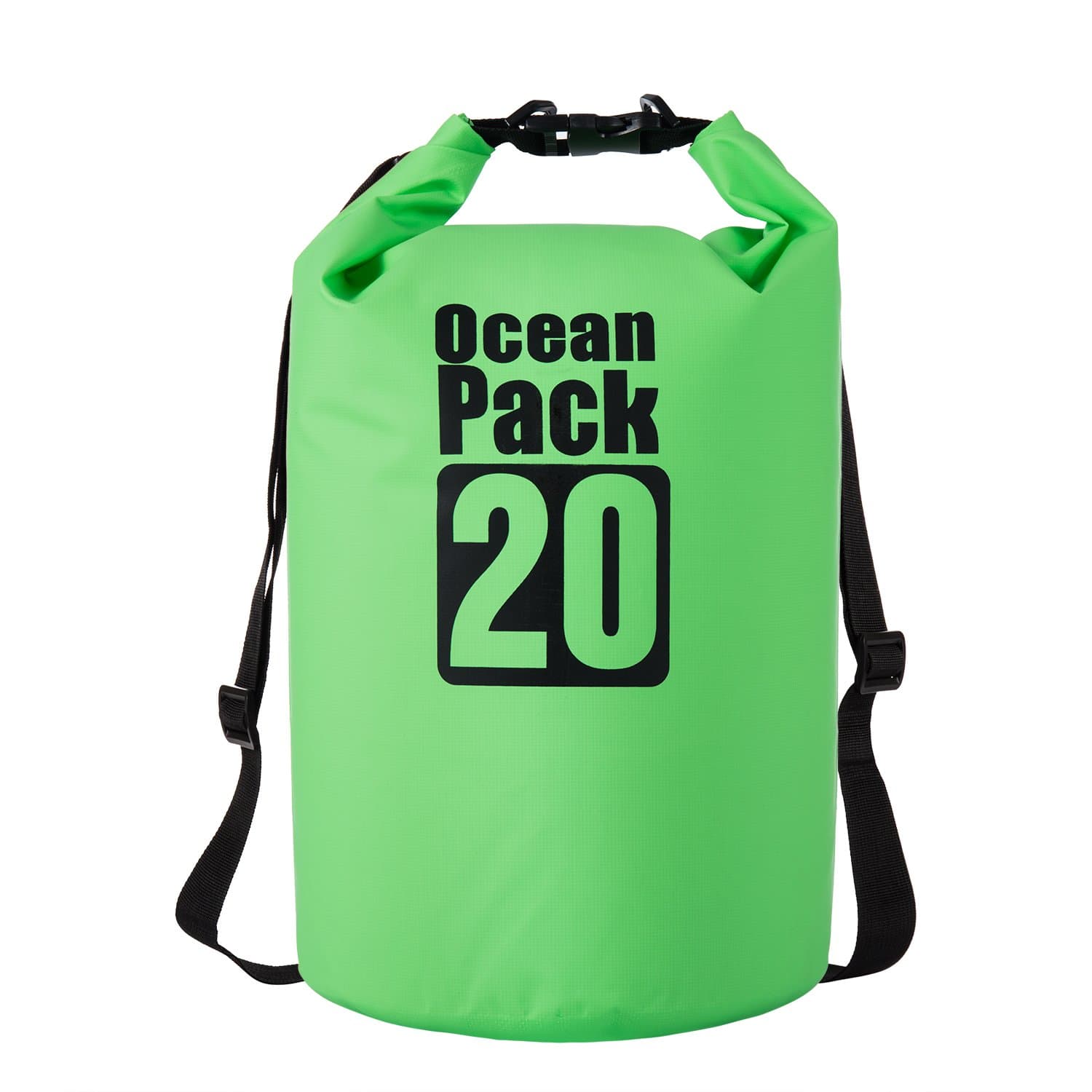 Durable and Lightweight 10L/20L Outdoor Dry Bag, Waterproof Floating Dry Bag Sack Ocean Pack for Floating, Diving, Camping, Hiking, Rafting, Swimming,Snowboarding and Fishing (Green 20L)