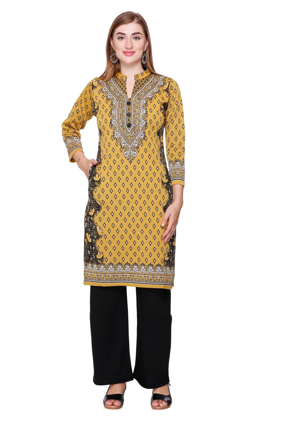 Rosary Women's Woolen Winter Wear Warm Kurta with Palazzo Set (2pc),Peacock,5XL