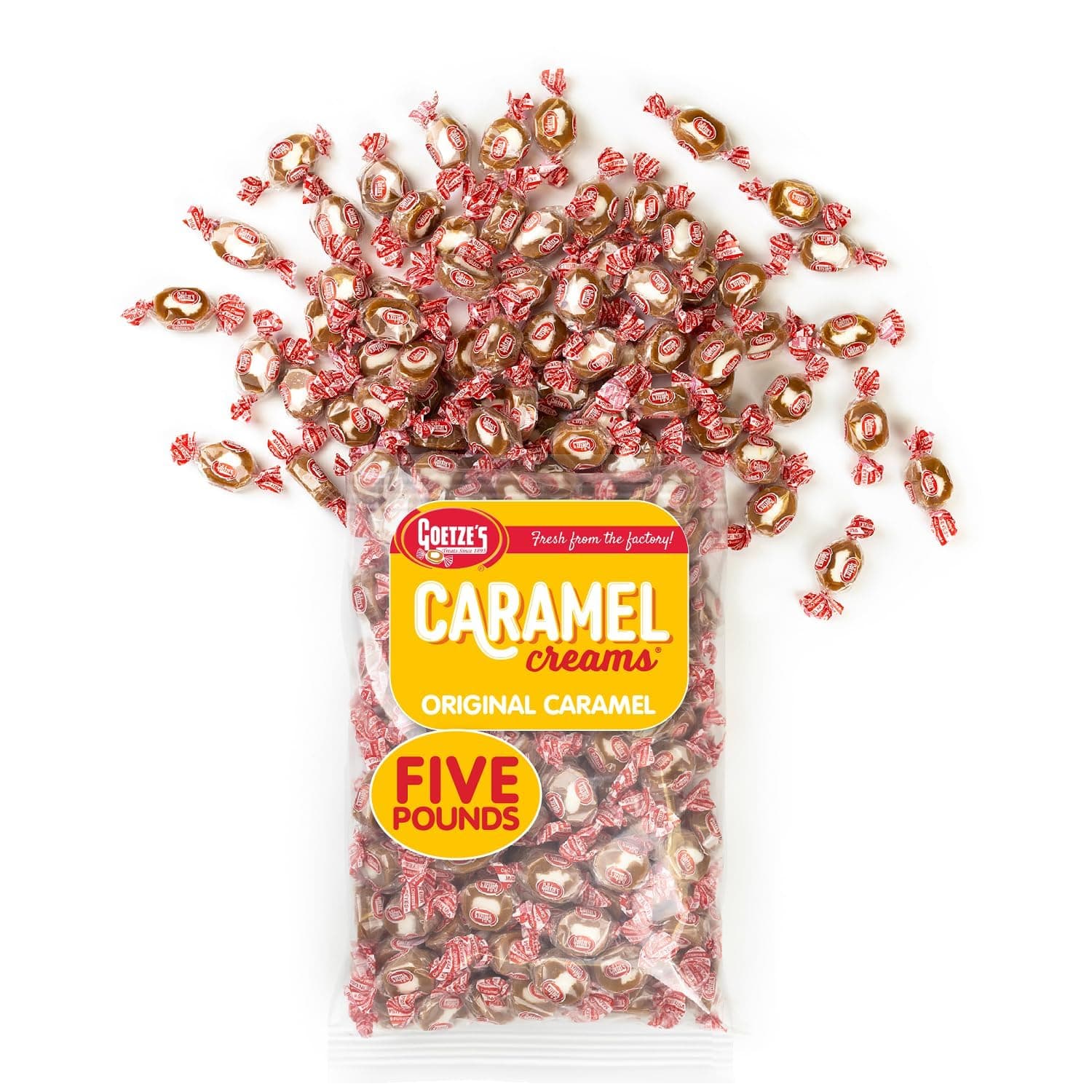 Goetze's Candy Vanilla Caramel Creams - 5 Pound Bag (80 Ounces) - Fresh from the Factory
