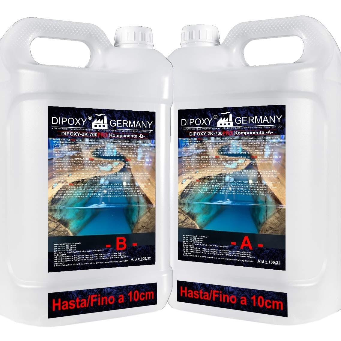 26,4 kg DIPOXY-2K-700PRO up to 10cm Epoxy Resin and Hardener EP Laminating Clear Cast UV Wooden Table Base Aquarium Terra Construction