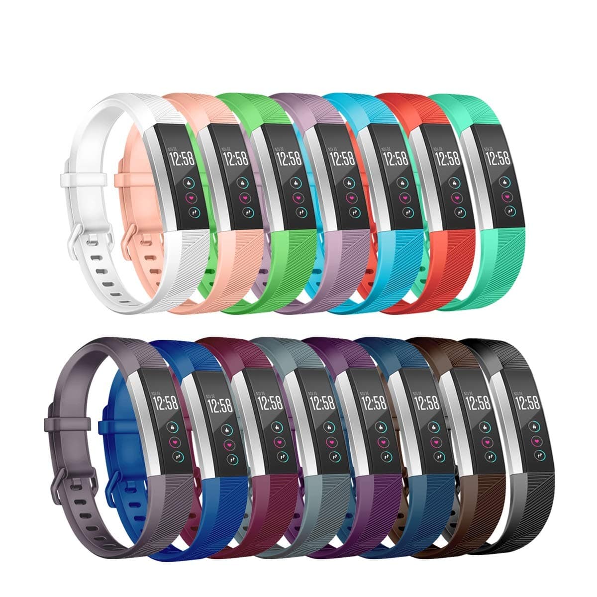 Wekin Replacement Silicone Sport Bands Compatible for Alta and Alta HR Fitness Tracker, Breathable Accessory Bracelet Strap Wristband for Women Men (small(5.5"-6.7"), 15pcs)