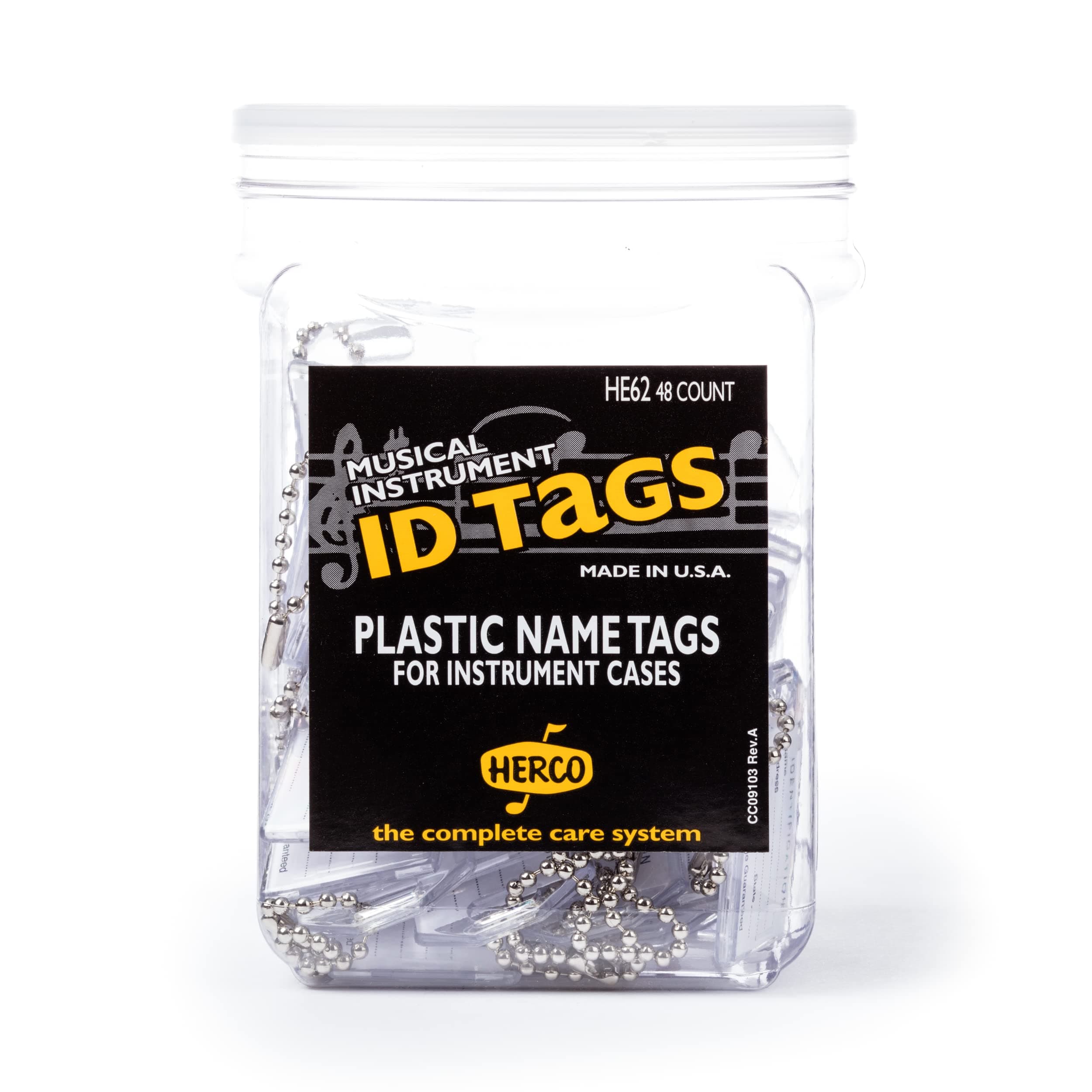 Herco HE62 Plastic Instrument Case I.D. Tags, 48/Jar