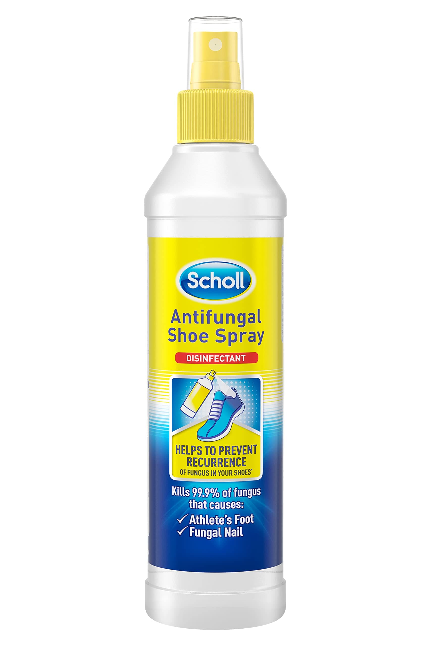 Scholl Shoe Spray Antifungal Disinfectant, 250ml - Kills 99.9% of Fungal Nail & Athlete's Foot Causing Fungi, & Odour Causing Bacteria, Pack of 1