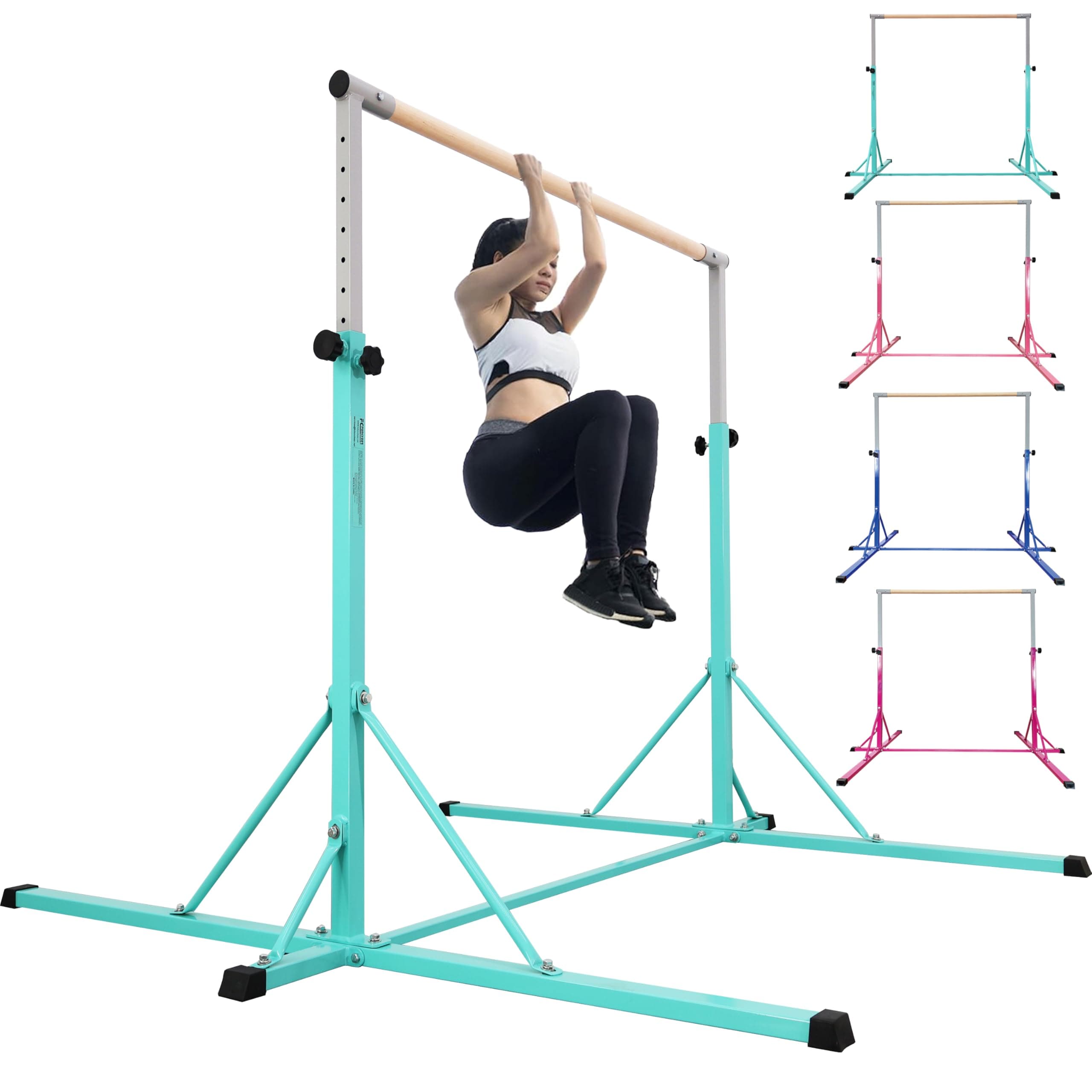 Gymnastic bar for Kids Ages 5-20 Gymnastic Horizontal bar Gymnastic kip bar - Height 35.4" to 59"/45" to 71" - 5FT/6FT Base Length - Super Sturdy Gymnastic Equipment for Home and Gym
