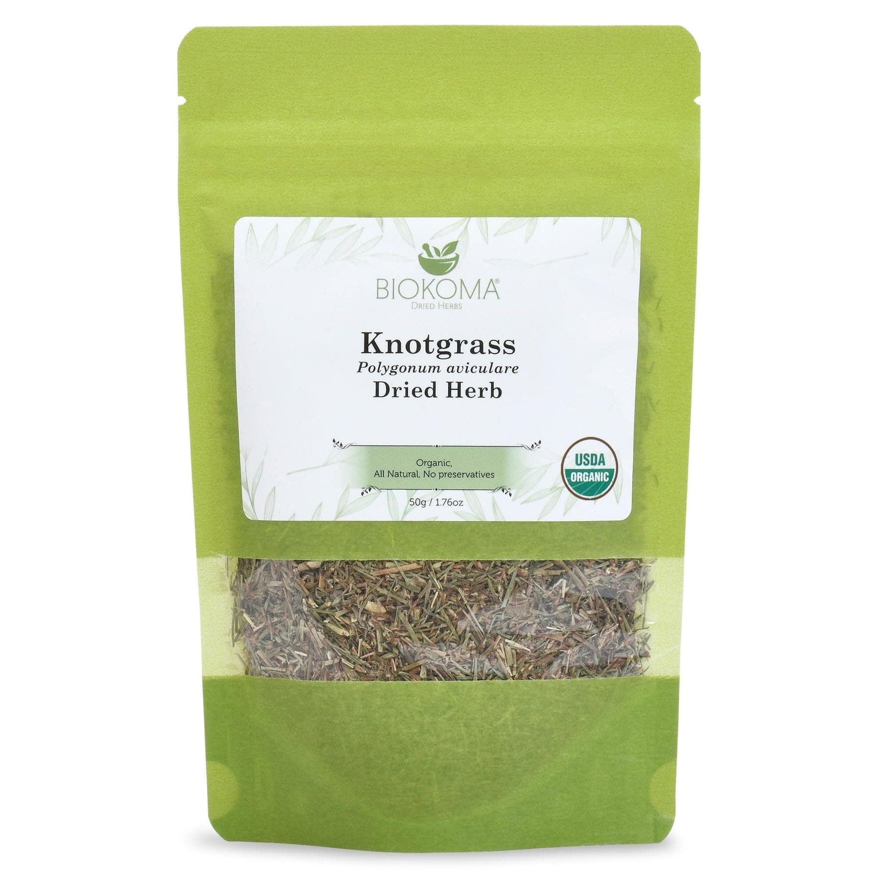 Biokoma Organic Knotgrass Dried Herb 50g (1.76oz) in Resealable Pack Moisture Proof Pouch, USDA Certified Organic - Herbal Tea, No Additives, No Preservatives, No GMO, Kosher