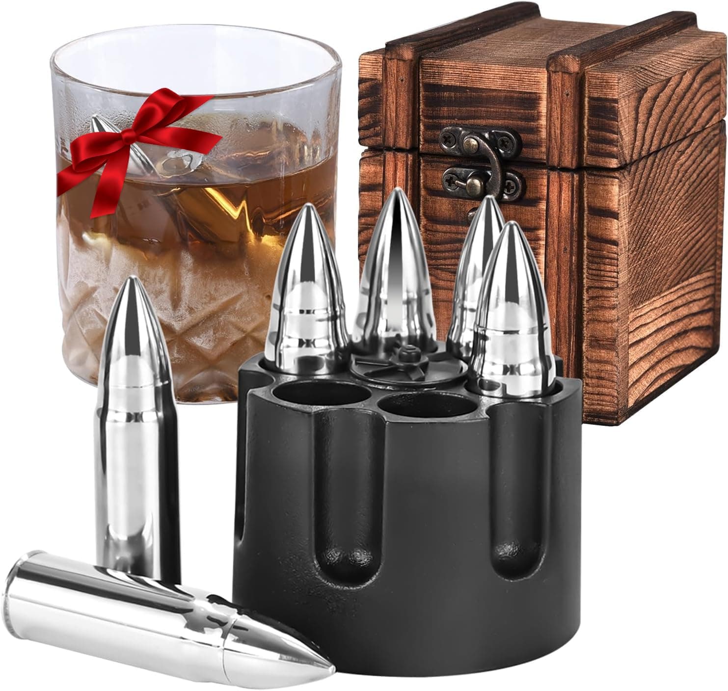 EooCoo Mens Gifts, Whiskey Stones Gift Set with 6 Pcs Stones and Box, Reusable Ice Cubes for Drinks, Cool Gadgets Bourbon Mens Gifts for Dad, Husband, Whiskey Lover