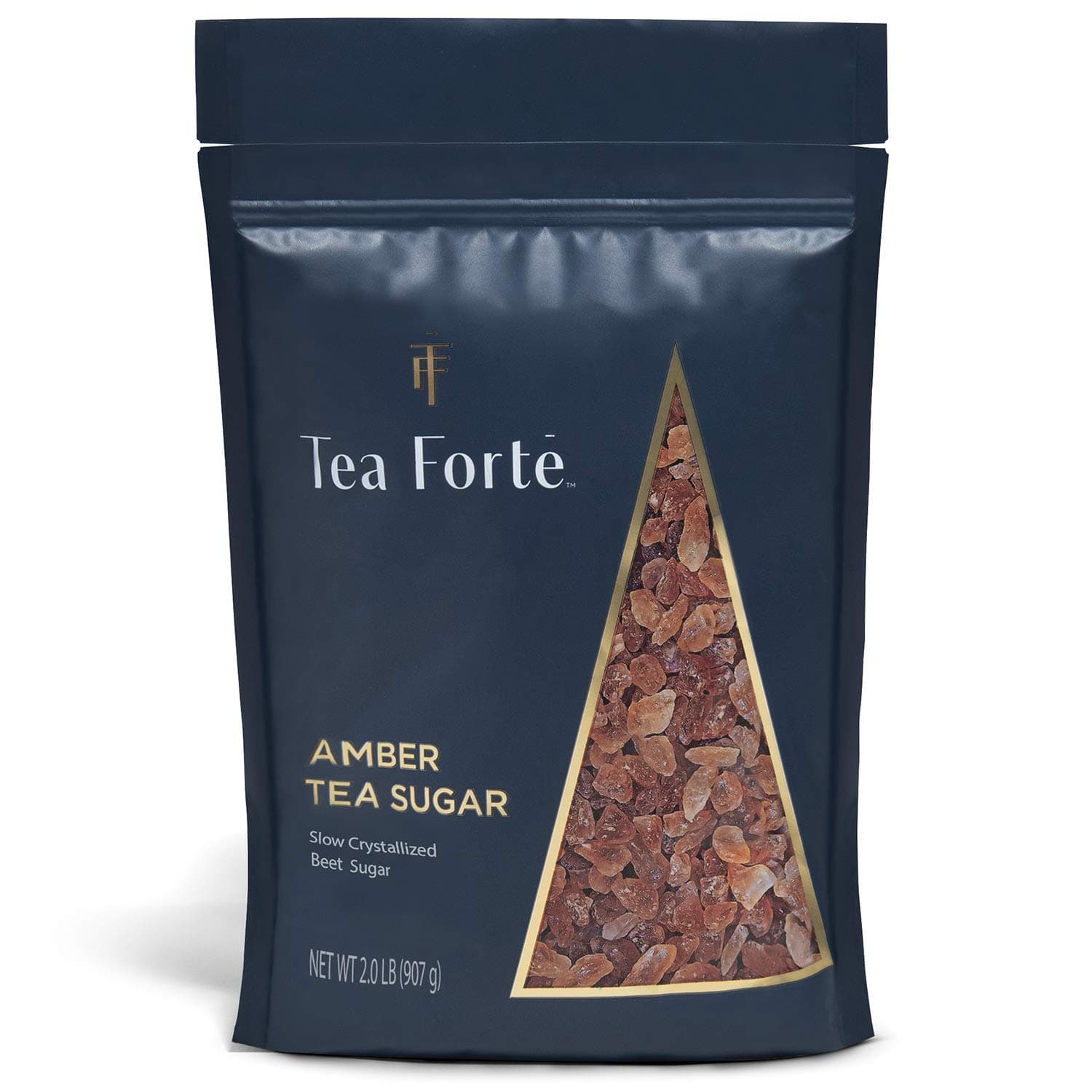Tea Forte Natural Amber Hue Beet Rock Sugar Crystals for Tea and Coffee, Dissolves Quickly, Vegan and Non-GMO, Resealable 2 Pound Bag