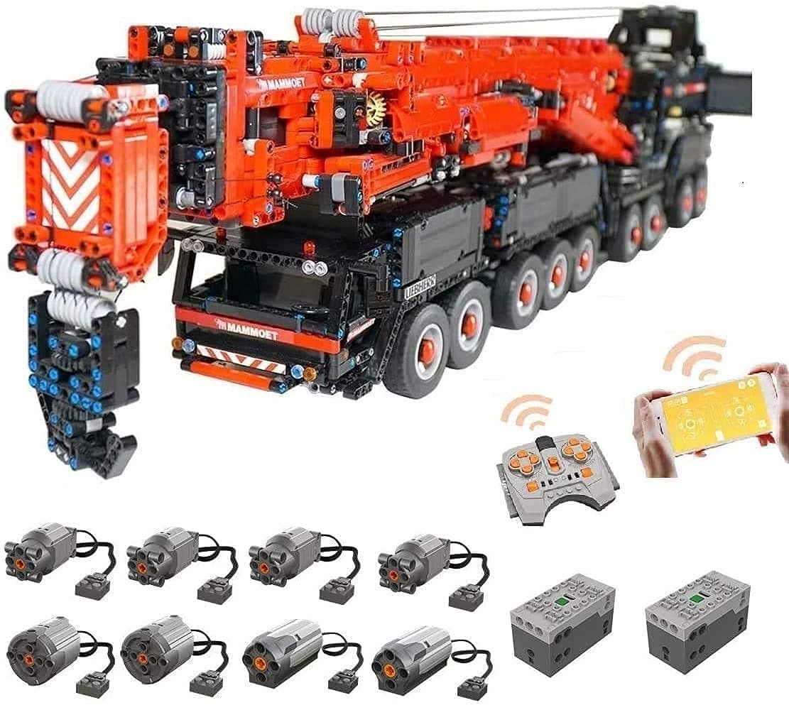 SMILOH Liebherr LTM 11200 Crane, Custom Building Set with Remote Control and 8 Motors, 7980 Blocks - Compatible with Lego Puzzle Assembly