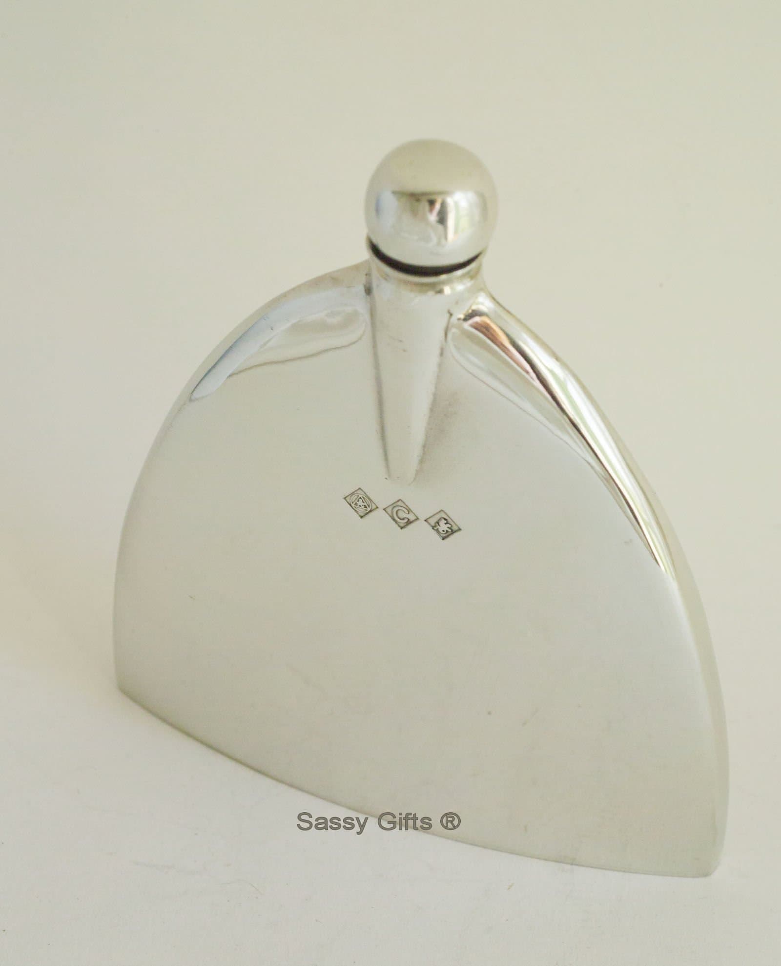 Art Deco Style English Pewter Quality Pretty Hip Flask by Sassy Gifts