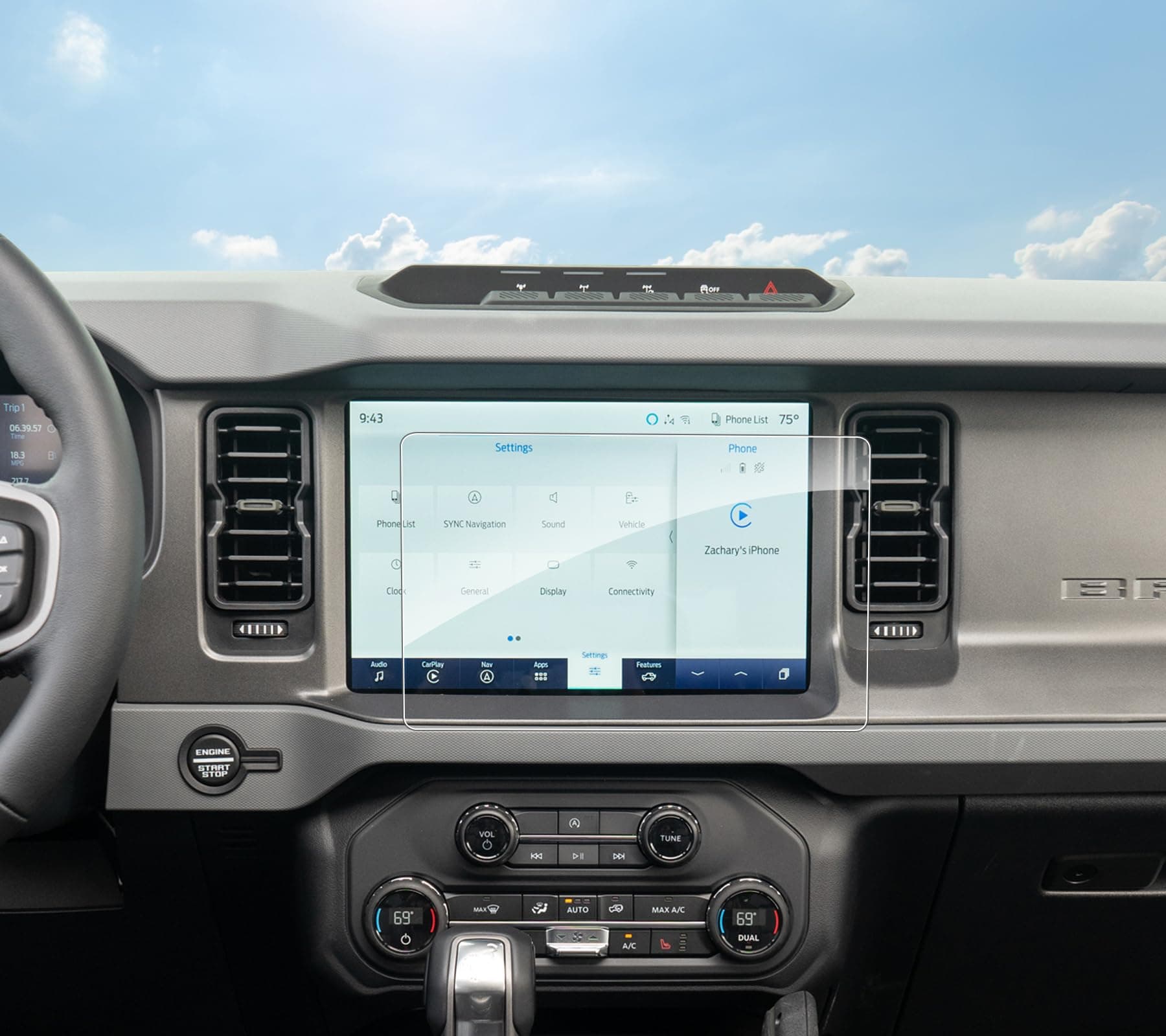 SHAOHAO 2 PCS for 2025 2026 Ford Bronco Screen Protector 12 Inch Matte for 2021 2022 2023 2024 2025 2026 Ford Bronco Accessories, Anti Glare & Anti Fingperprint Bronco Matte Screen Protector 12"