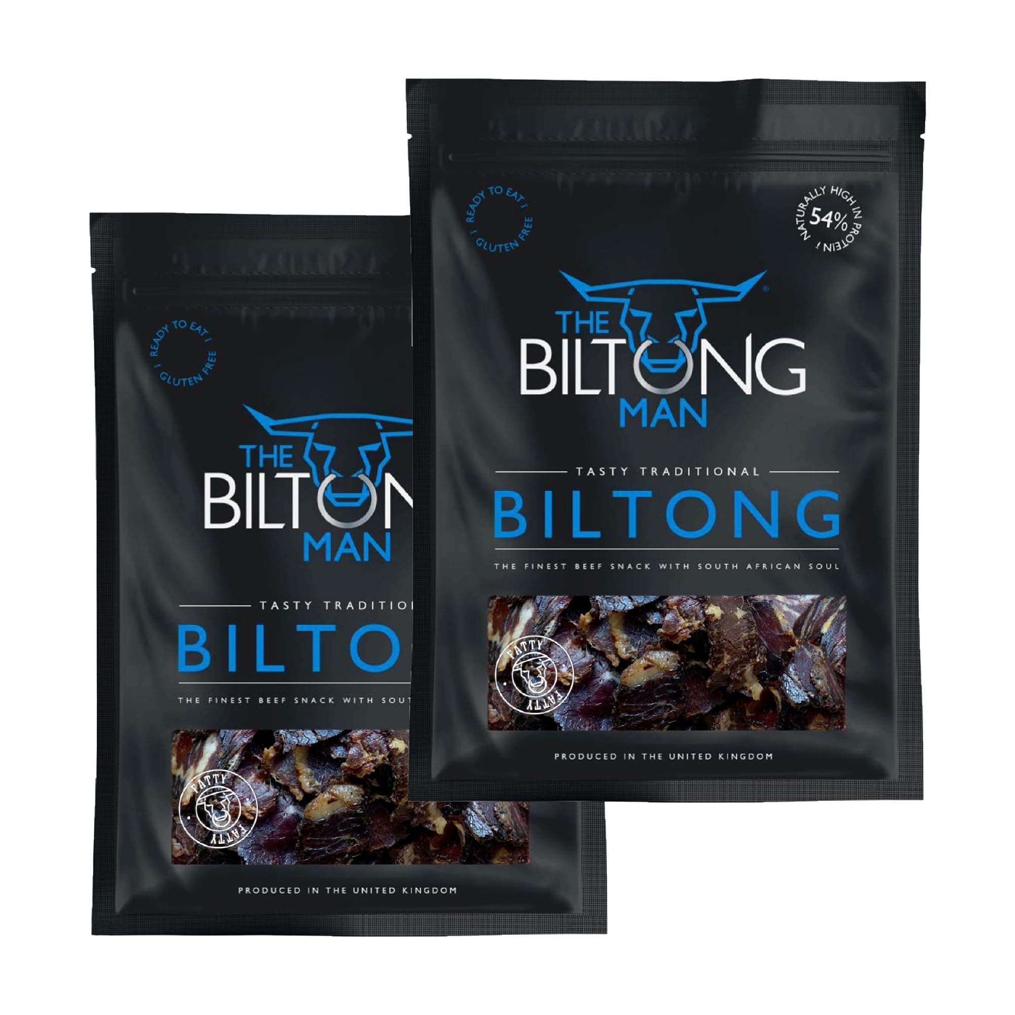 Tasty Traditional Fatty Beef Biltong - High-Protein Dried Beef Snack, 1kg (2 x 500g)