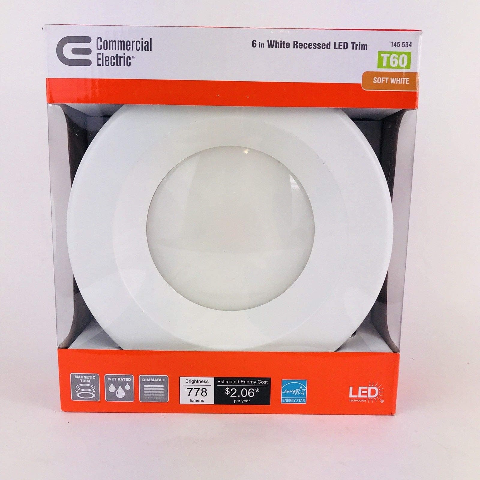 Commercial Electric 6 in. Recessed White LED Trim