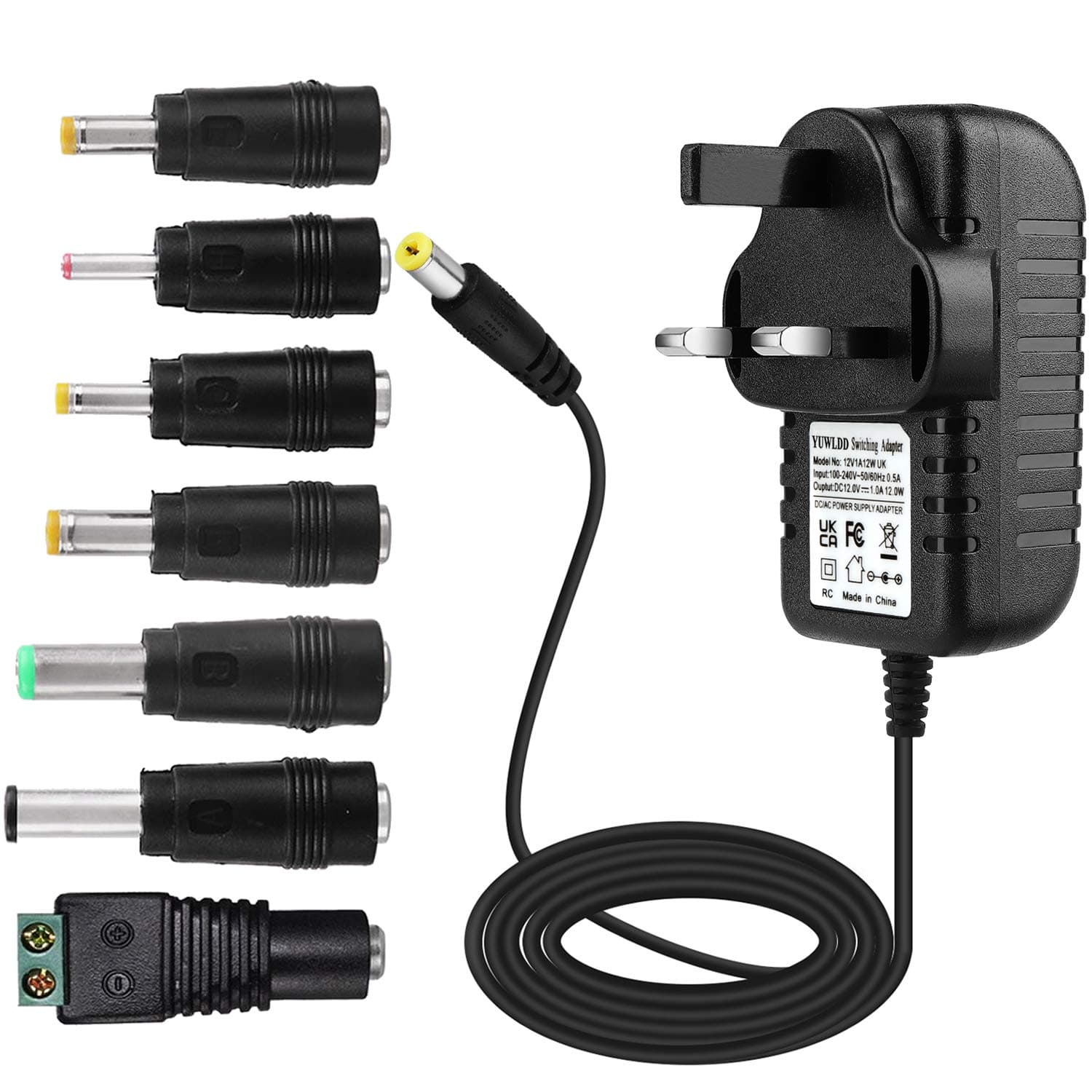 YUWLDD Power Supply Adapter 12V 1A 12W,Power Plug for Home Appliances,CCTV Camera,Yamaha keyboard,Routers,Hubs,LED strips,Telekom,T-Com,Speedport,Radiowecker,Scanner,Switch+7 Plugs