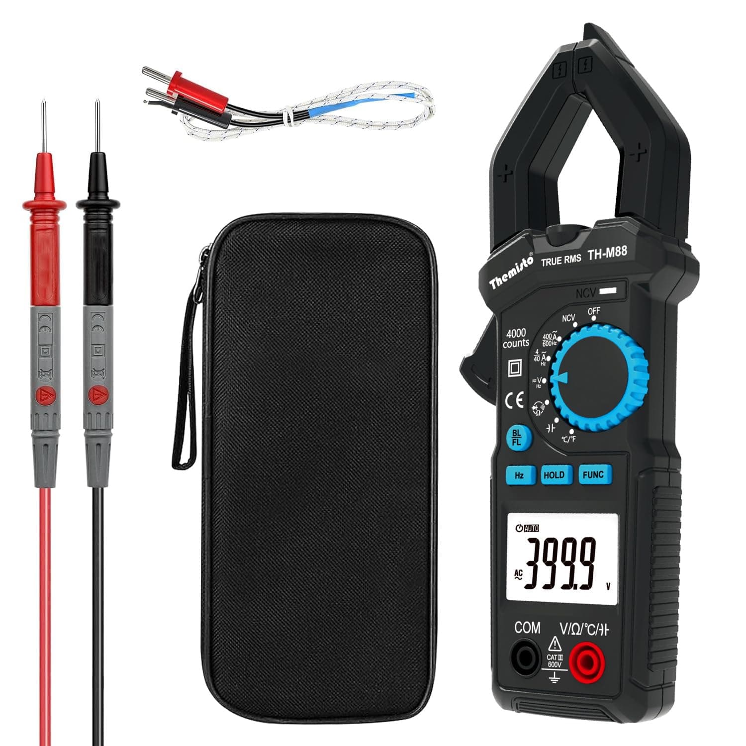 THEMISTO Th-M88 True Rms Digital Clamp Meter (600A,4000 Counts)