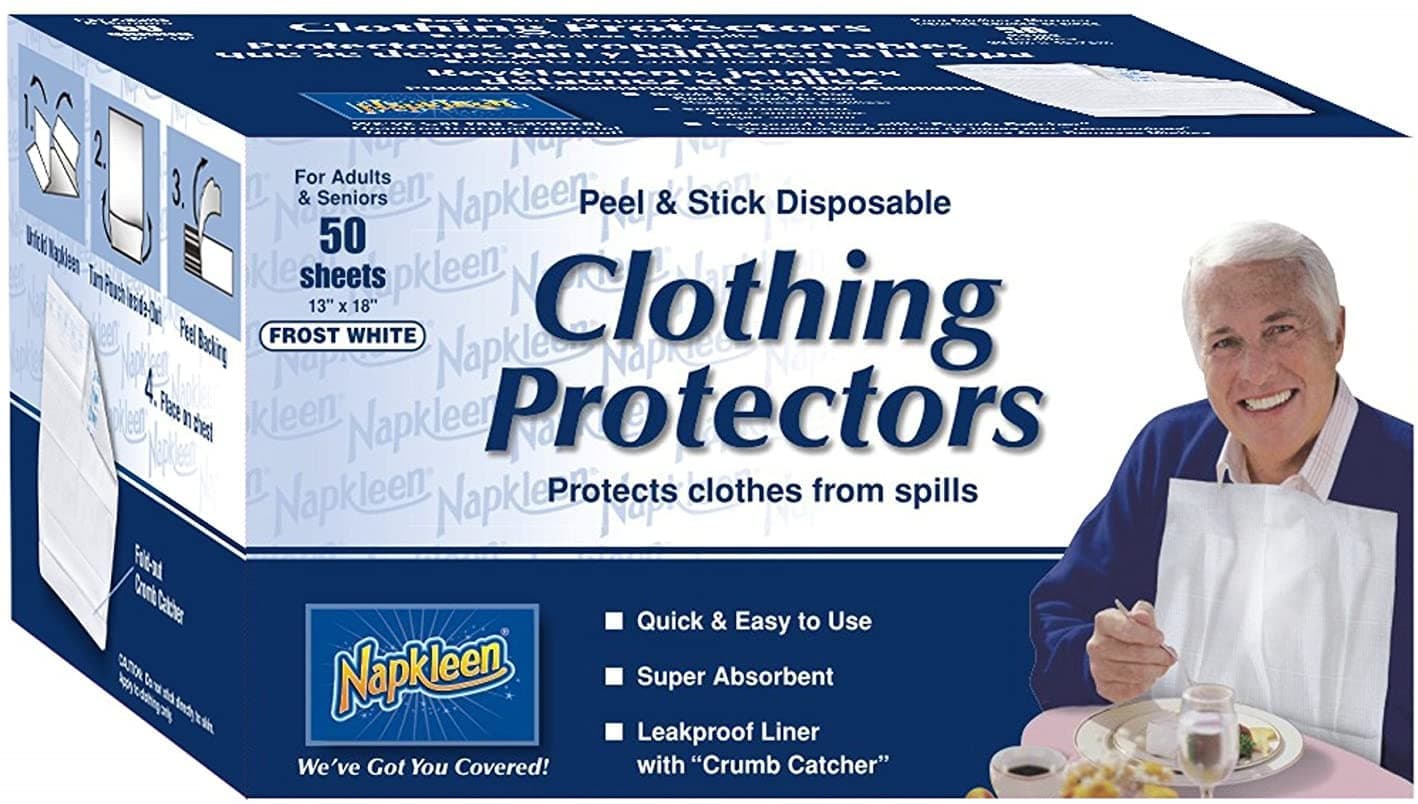Disposable Clothing Protectors, Peel and Stick, 50-Count (Pack of 12)