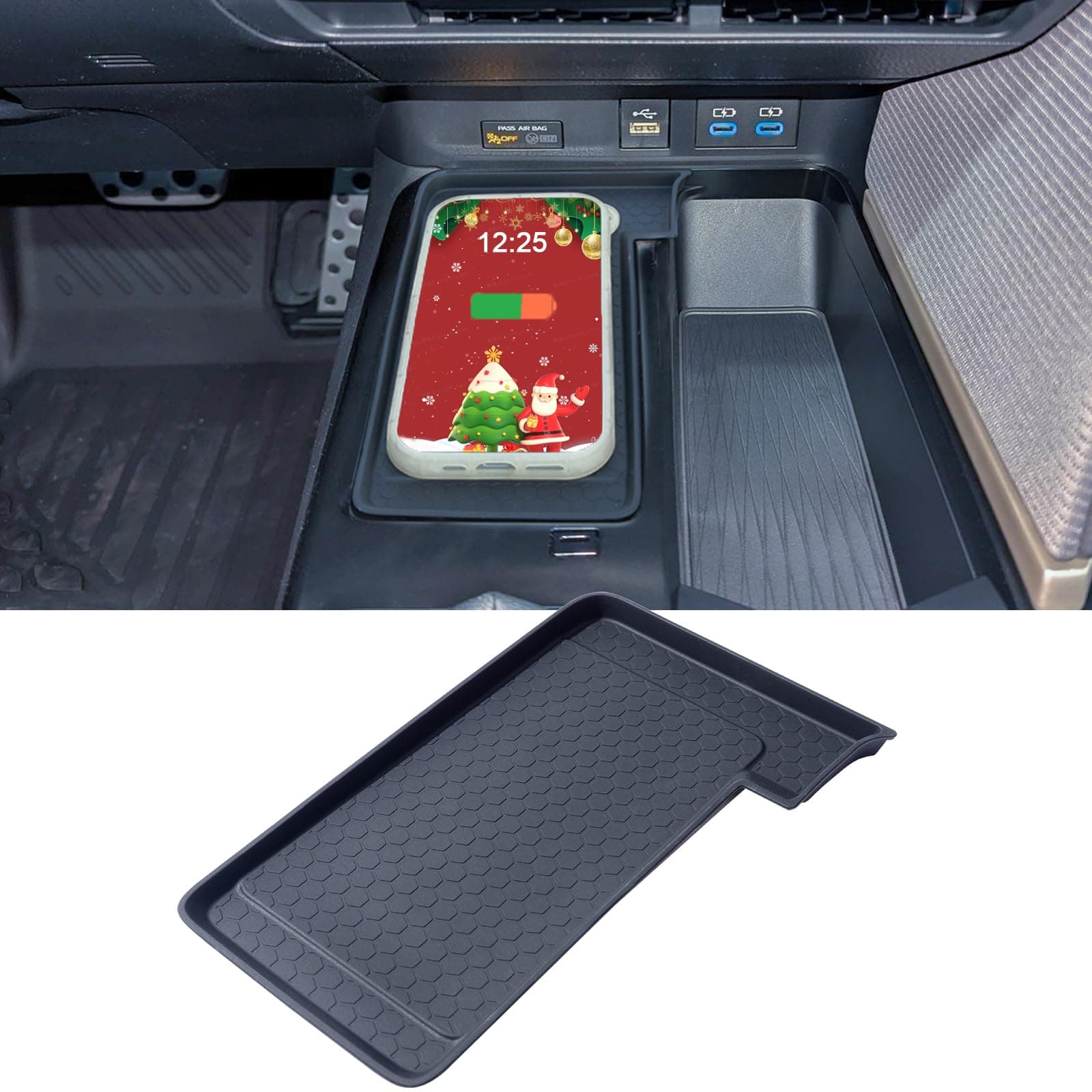 TOPINSTALL 2026 Wireless Charging Non-Slip Mat Compatible with 2025 2026 Toyota Camry, Black Silicone Protective Pad Center Console Liner for Camry Accessories