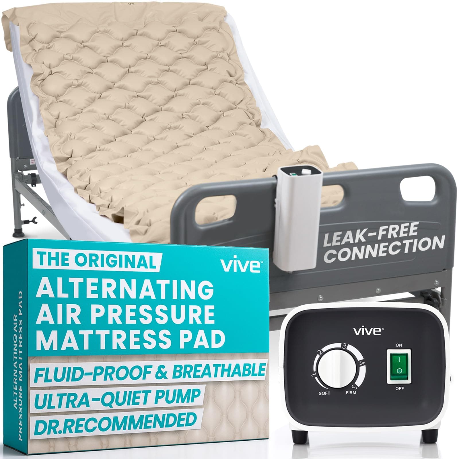 Vive Alternating Pressure Pad, Includes Mattress Pad and Electric Pump System